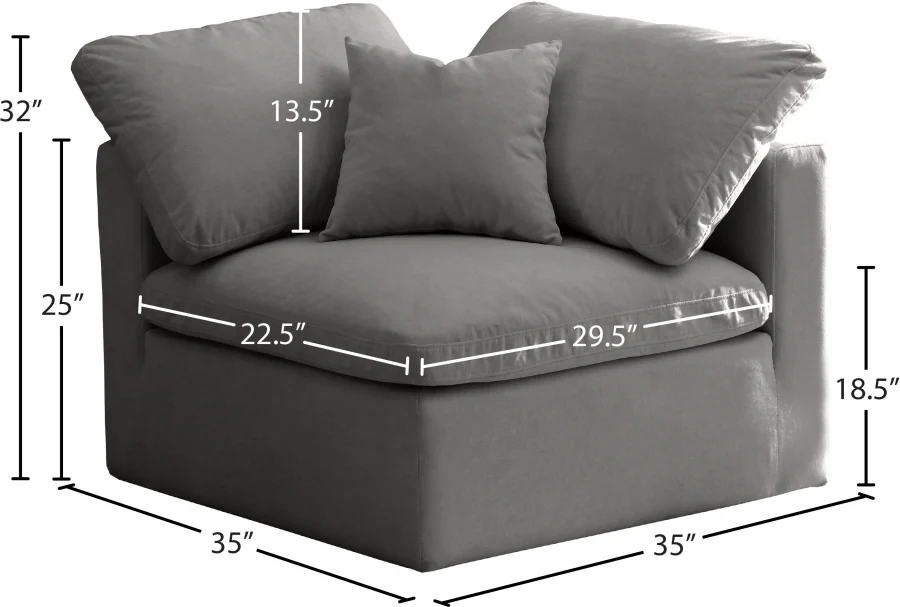 Plush Velvet Upholstered Standard Comfort Modular Corner Chair - Image 11