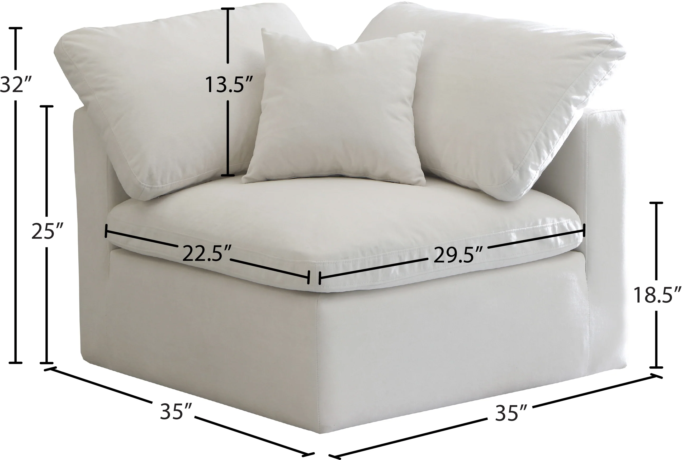 Plush Velvet Upholstered Standard Comfort Modular Corner Chair - Image 17