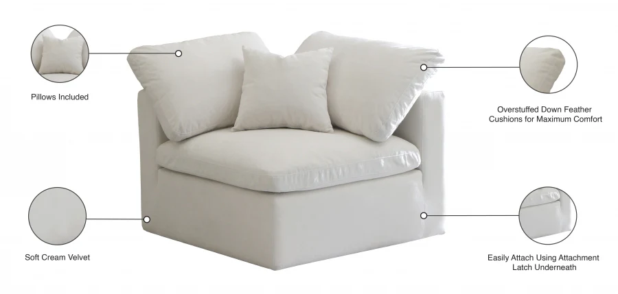 Plush Velvet Upholstered Standard Comfort Modular Corner Chair - Image 18