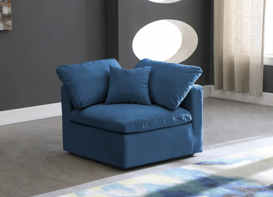 Plush Velvet Upholstered Standard Comfort Modular Corner Chair - Image 20