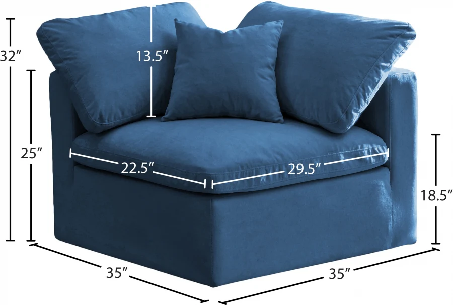 Plush Velvet Upholstered Standard Comfort Modular Corner Chair - Image 23