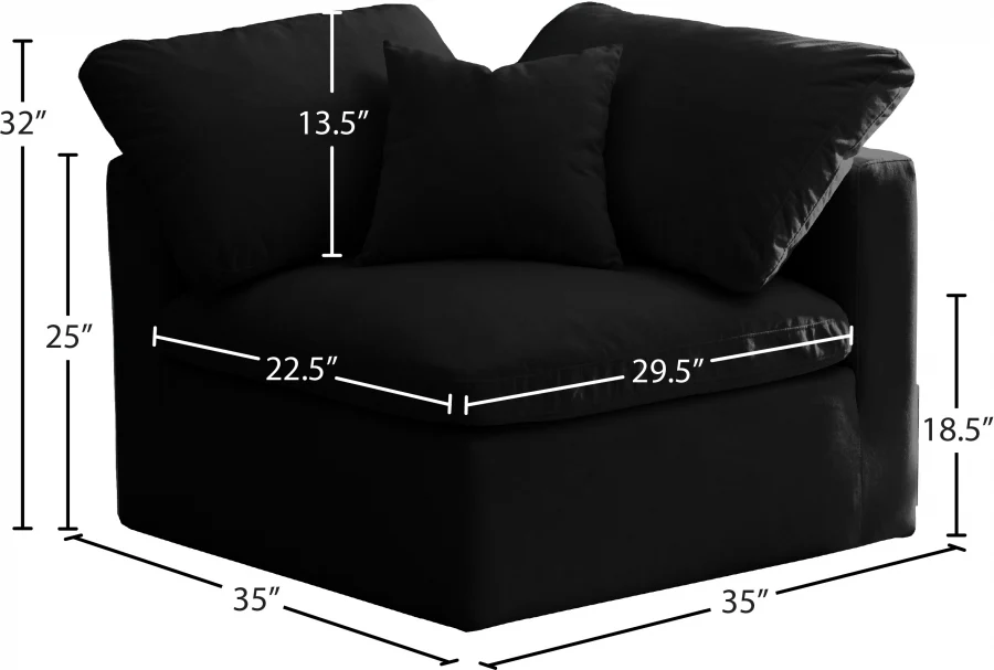 Plush Velvet Upholstered Standard Comfort Modular Corner Chair - Image 5