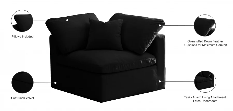 Plush Velvet Upholstered Standard Comfort Modular Corner Chair - Image 6