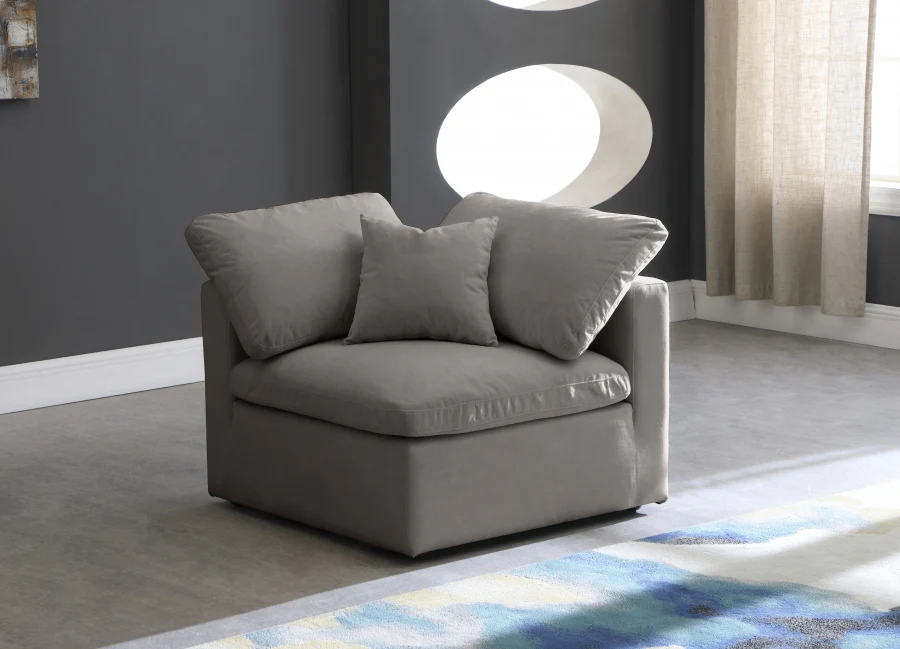 Plush Velvet Upholstered Standard Comfort Modular Corner Chair - Image 7