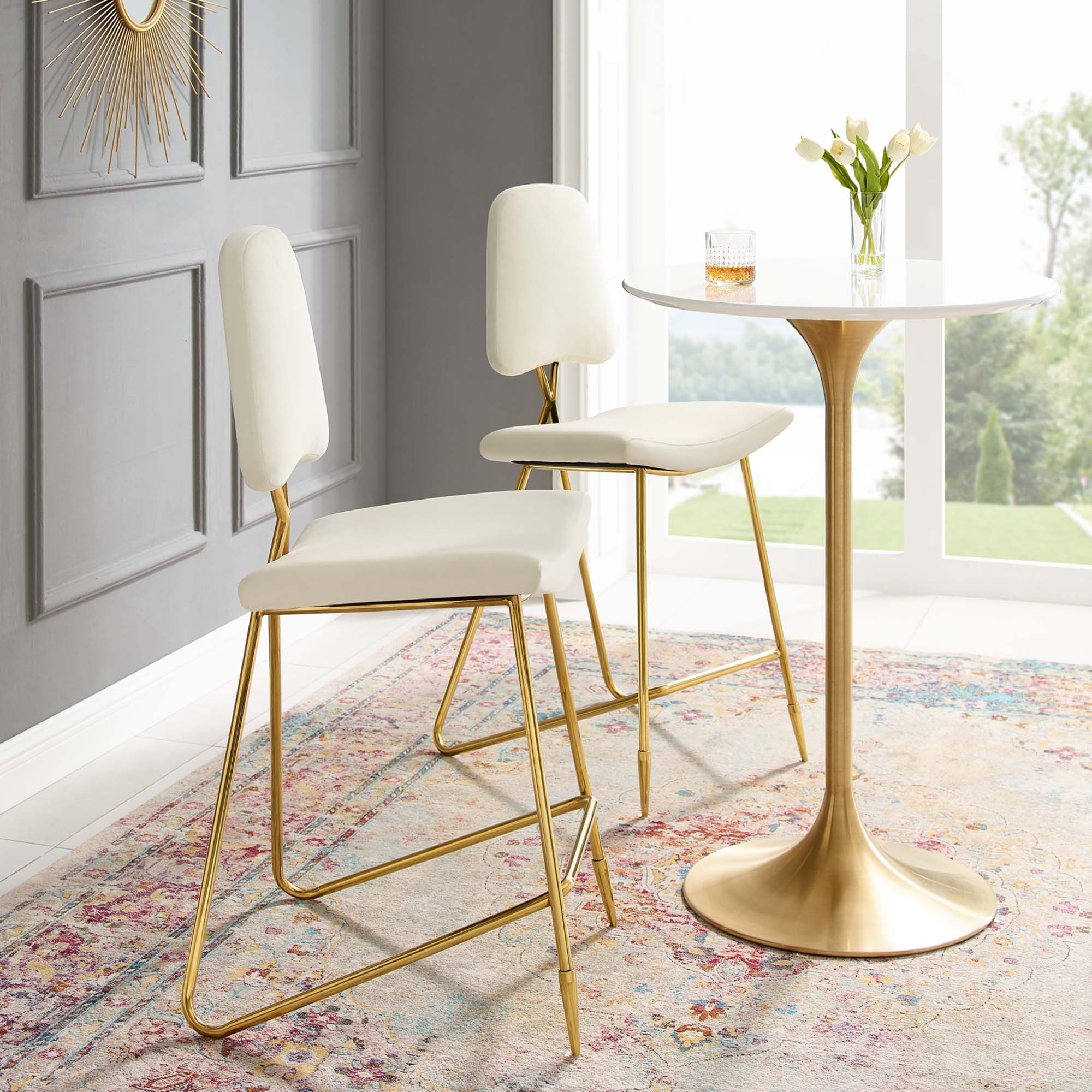 Ponder Performance Velvet Bar Stool Set of 2 - Image 9
