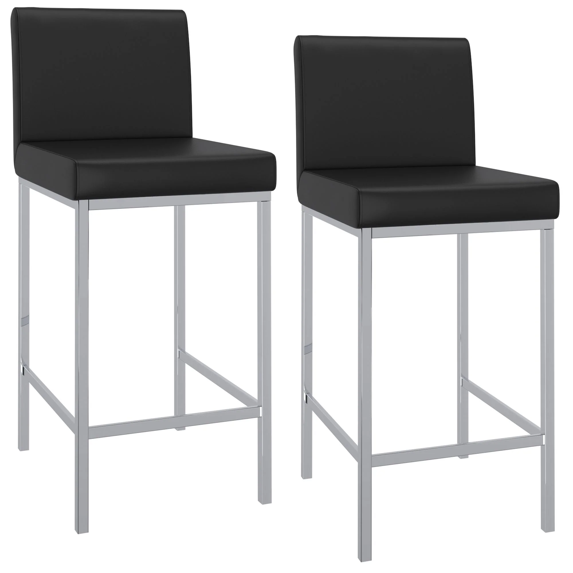 Porto 26" Counter Stool, set of 2, in Black and Chrome - Image 7