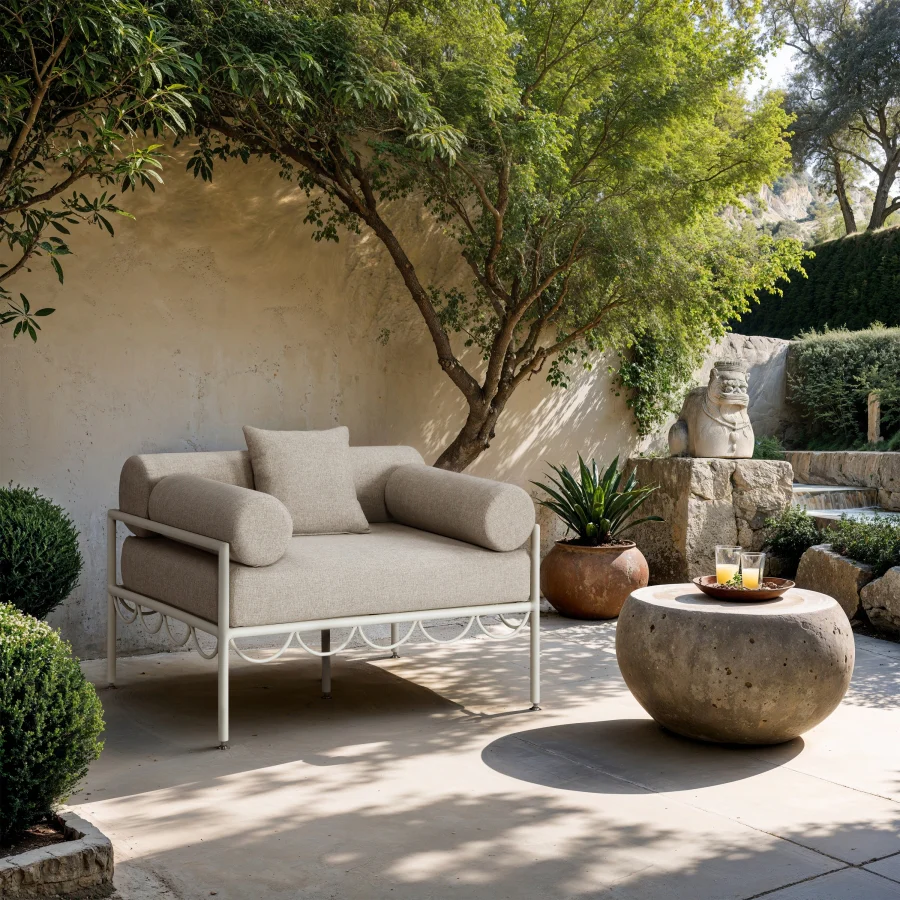 Portofino Resilient Water Repellent Fabric Upholstered Outdoor Patio Chair - Image 2