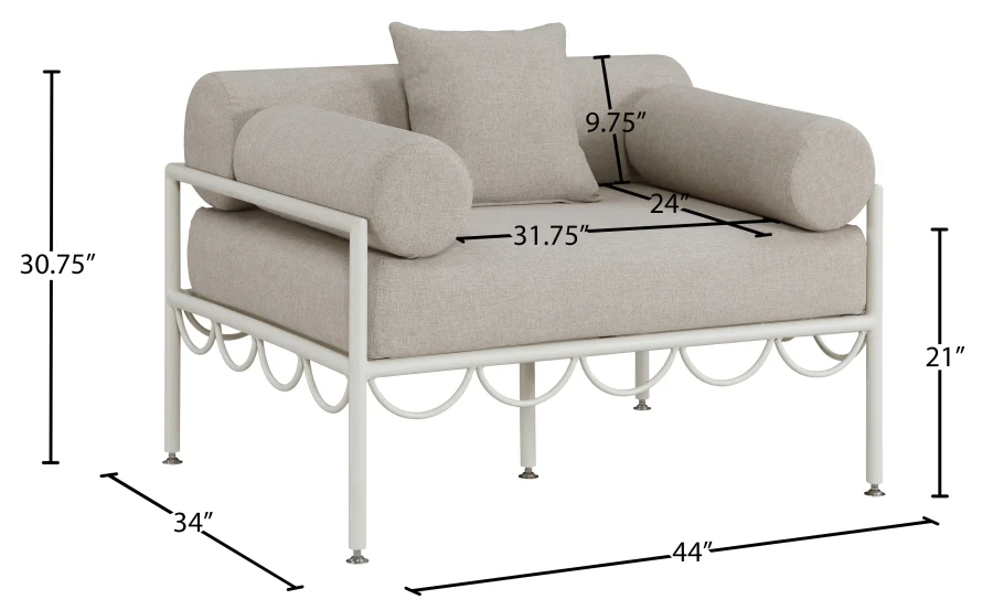 Portofino Resilient Water Repellent Fabric Upholstered Outdoor Patio Chair - Image 8
