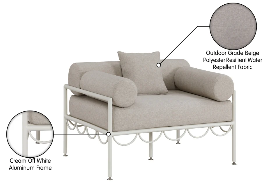Portofino Resilient Water Repellent Fabric Upholstered Outdoor Patio Chair - Image 9