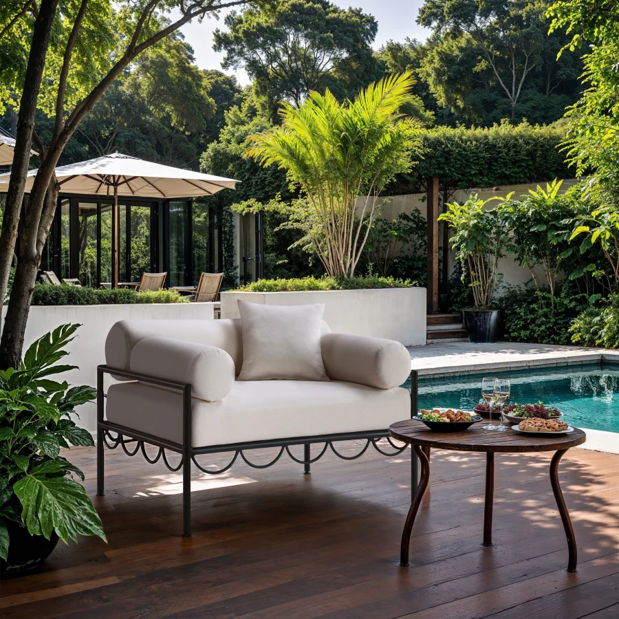 Portofino Resilient Water Repellent Fabric Upholstered Outdoor Patio Chair - Image 2