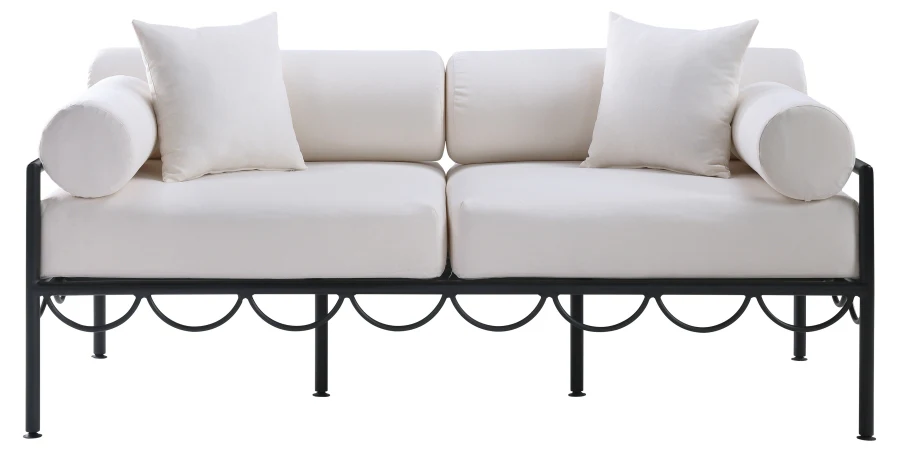 Portofino Resilient Water Repellent Fabric Upholstered Outdoor Patio Loveseat - Image 3
