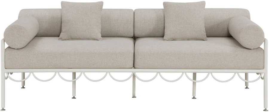 Portofino Resilient Water Repellent Fabric Upholstered Outdoor Patio Sofa - Image 3