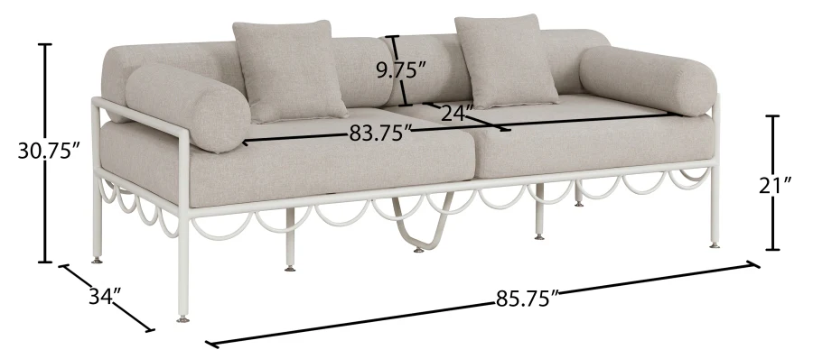 Portofino Resilient Water Repellent Fabric Upholstered Outdoor Patio Sofa - Image 8
