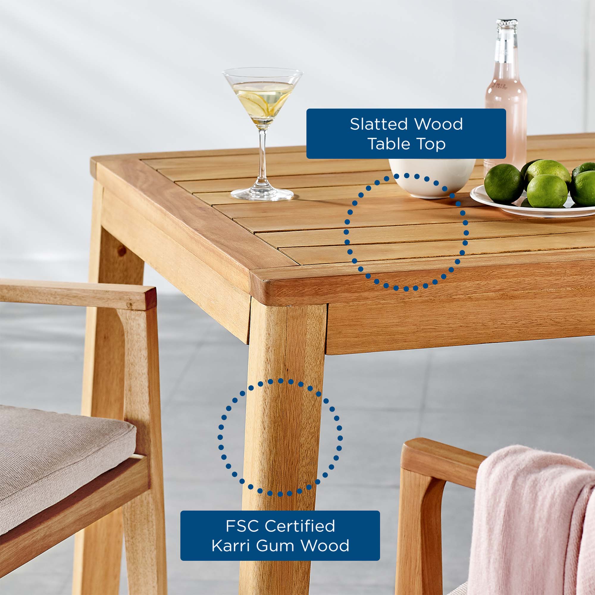 Portsmouth Karri Wood Outdoor Patio Bar Table in Natural - Image 7