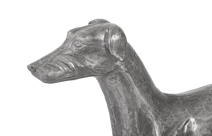 Posing Dog Sculpture, Black/Silver, Aluminum - Image 3