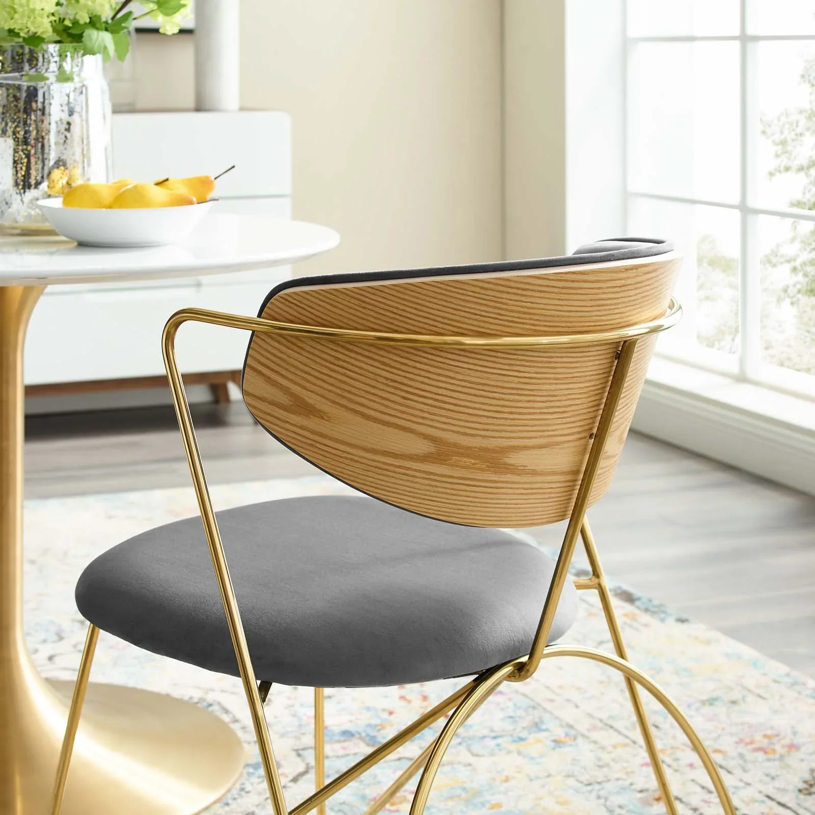 Prevail Gold Stainless Steel Dining and Accent Performance Velvet Chair - Image 2