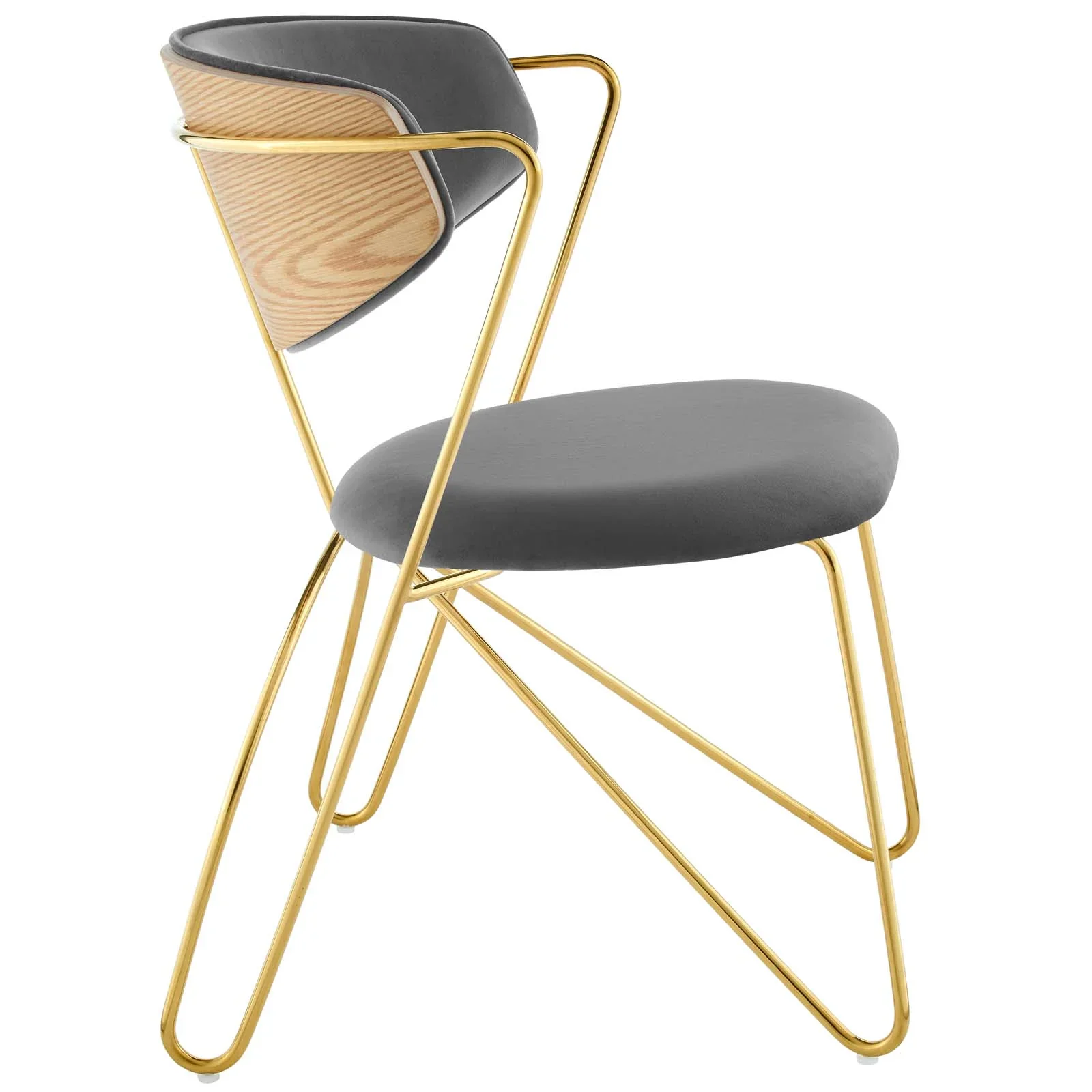 Prevail Gold Stainless Steel Dining and Accent Performance Velvet Chair - Image 3