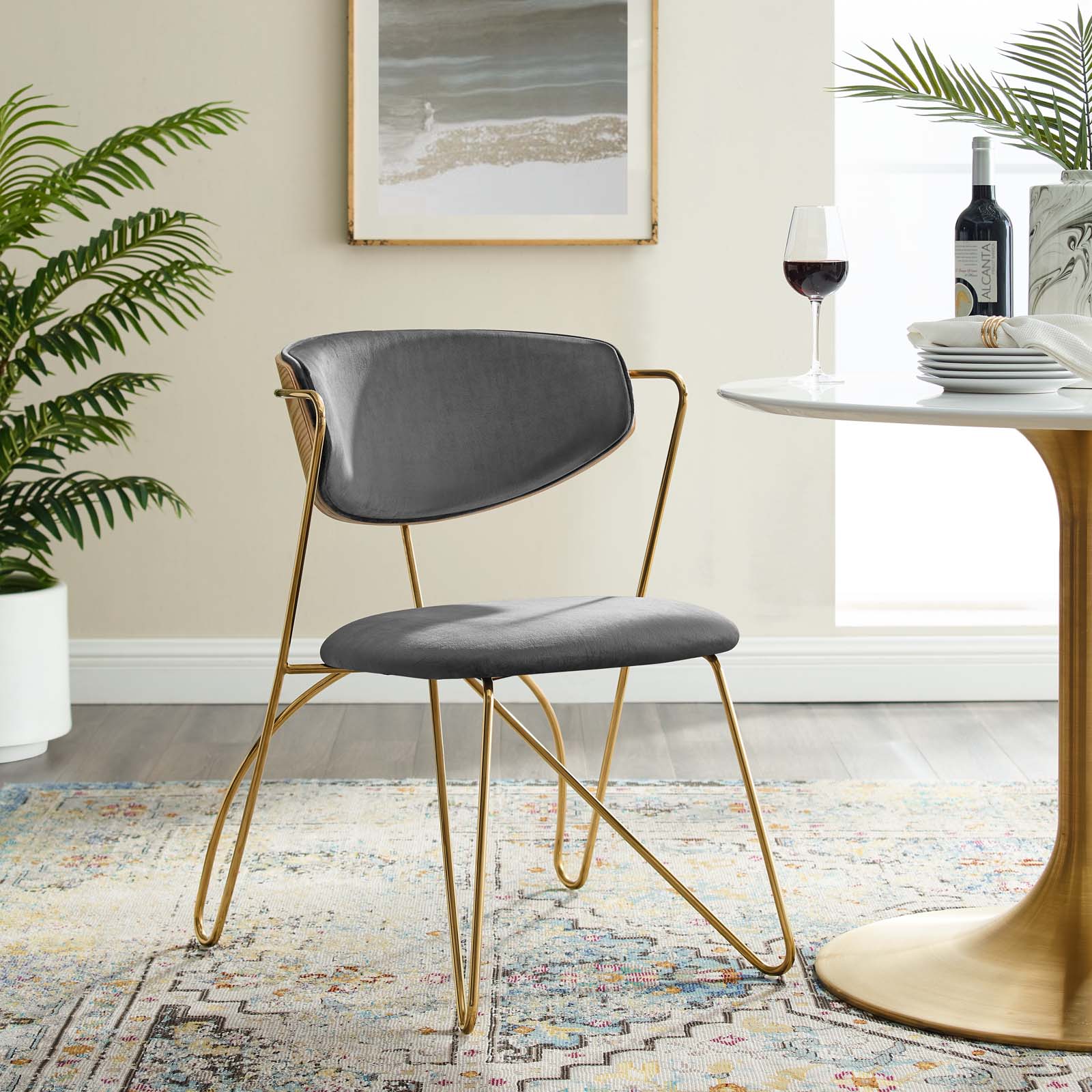 Prevail Gold Stainless Steel Dining and Accent Performance Velvet Chair - Image 6