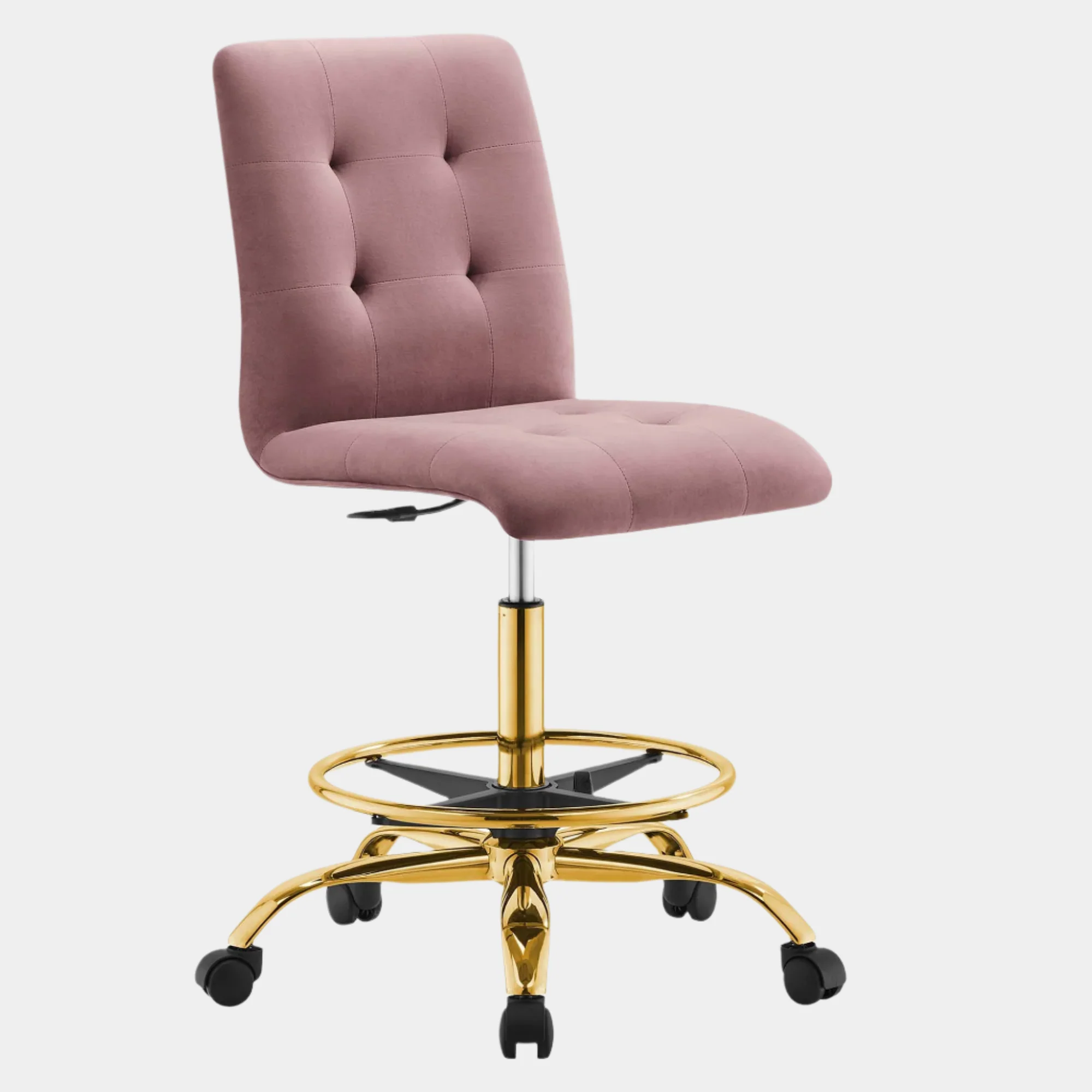 Prim Armless Performance Velvet Drafting Chair - Image 10