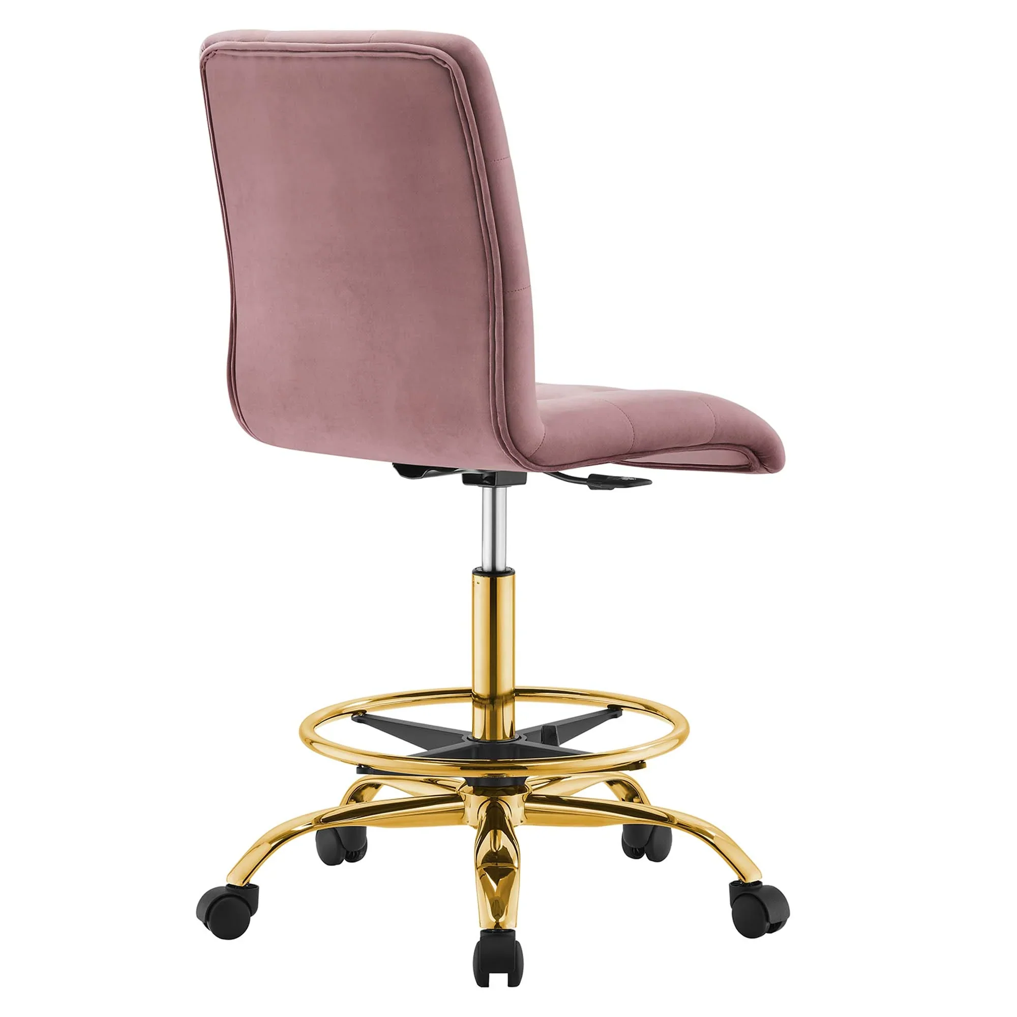 Prim Armless Performance Velvet Drafting Chair - Image 13