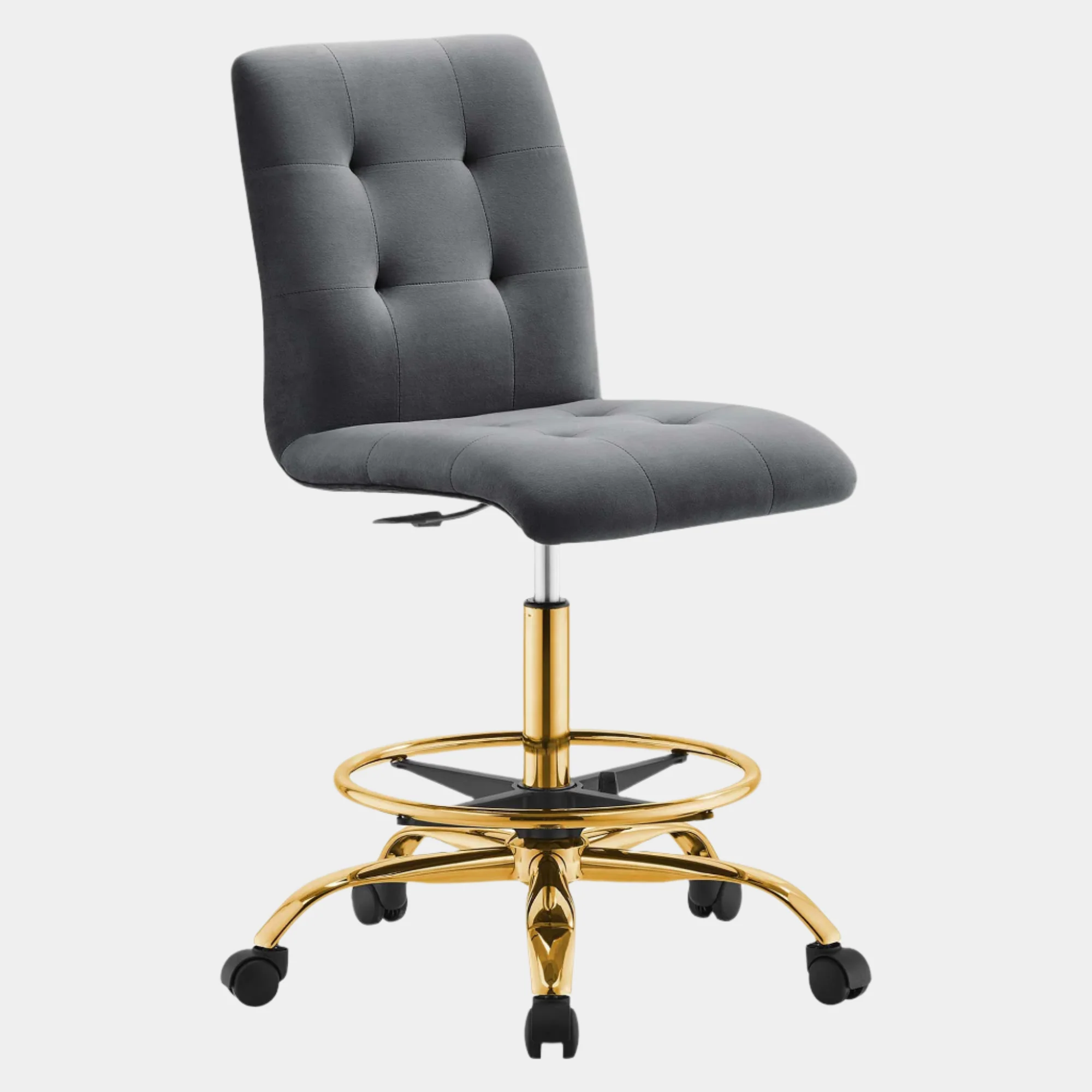 Prim Armless Performance Velvet Drafting Chair - Image 19