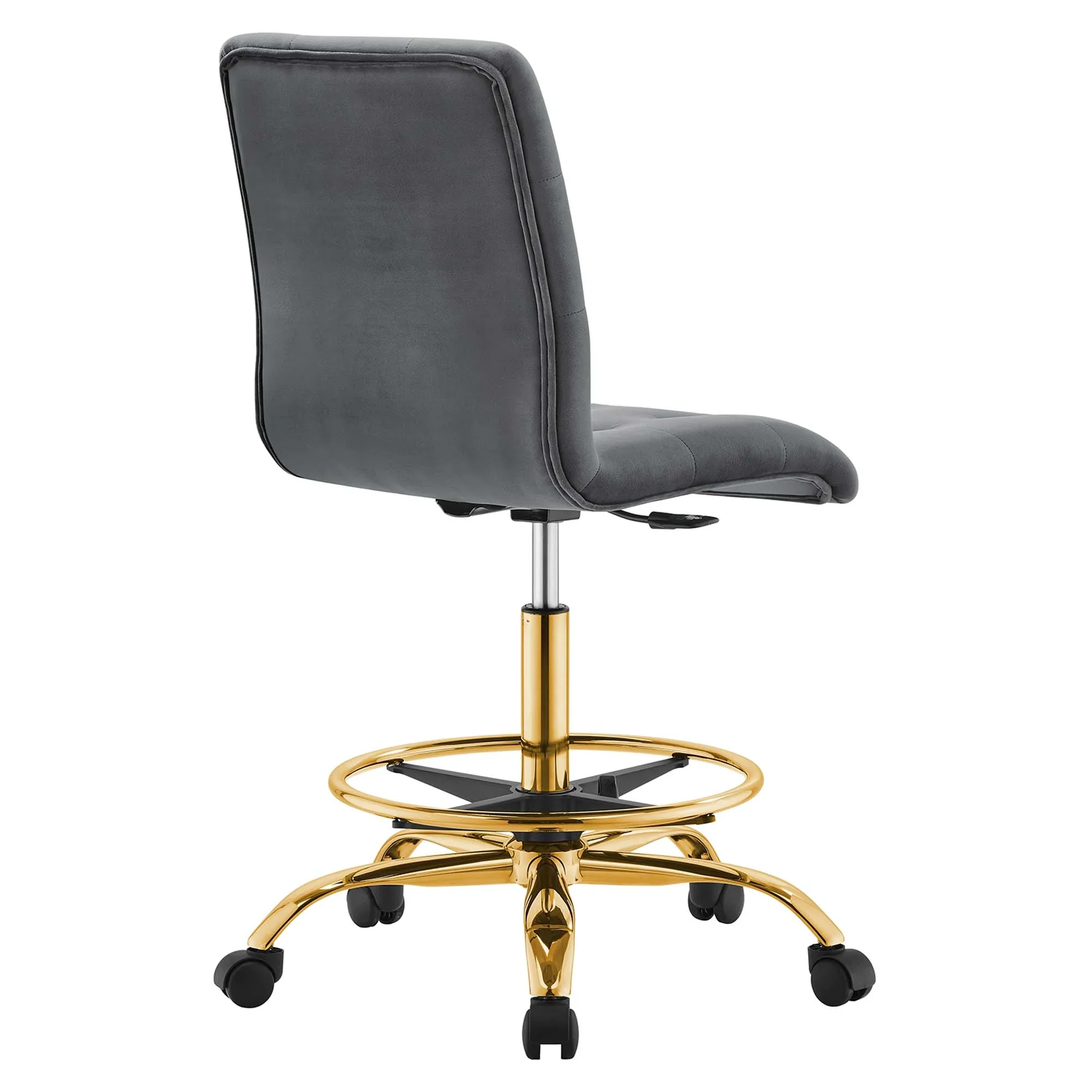Prim Armless Performance Velvet Drafting Chair - Image 20
