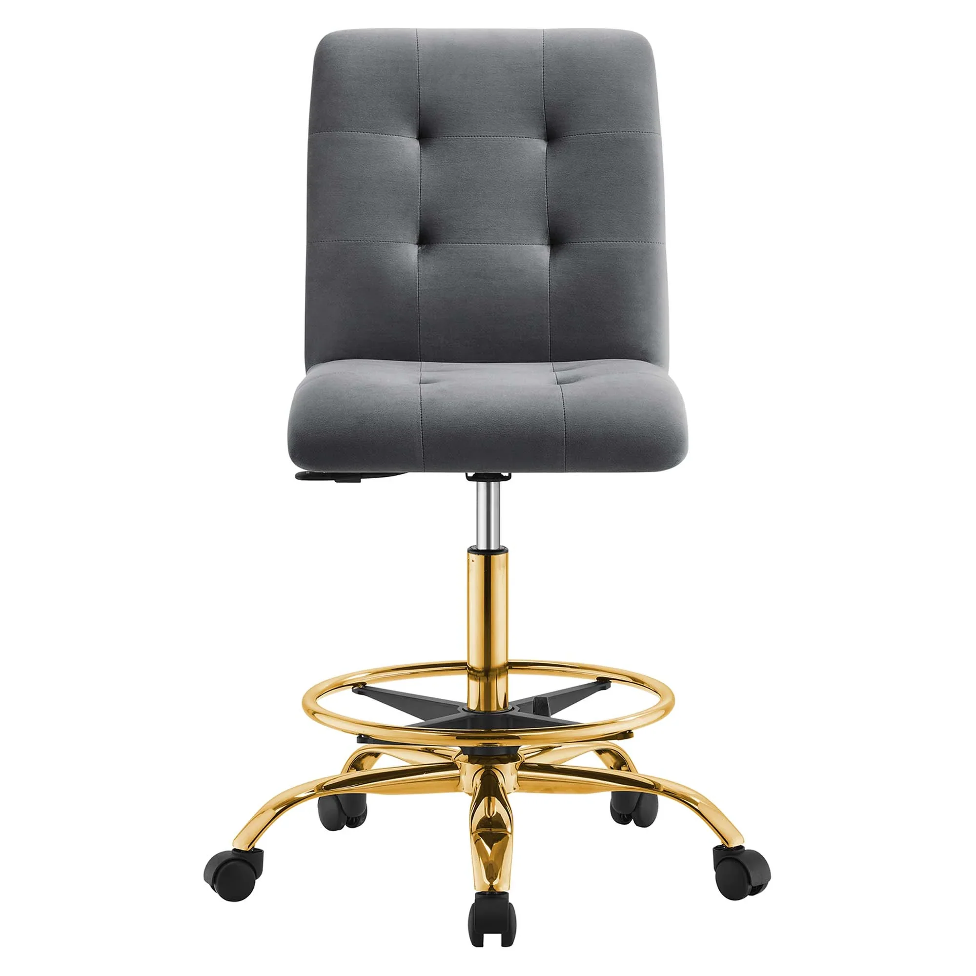 Prim Armless Performance Velvet Drafting Chair - Image 22