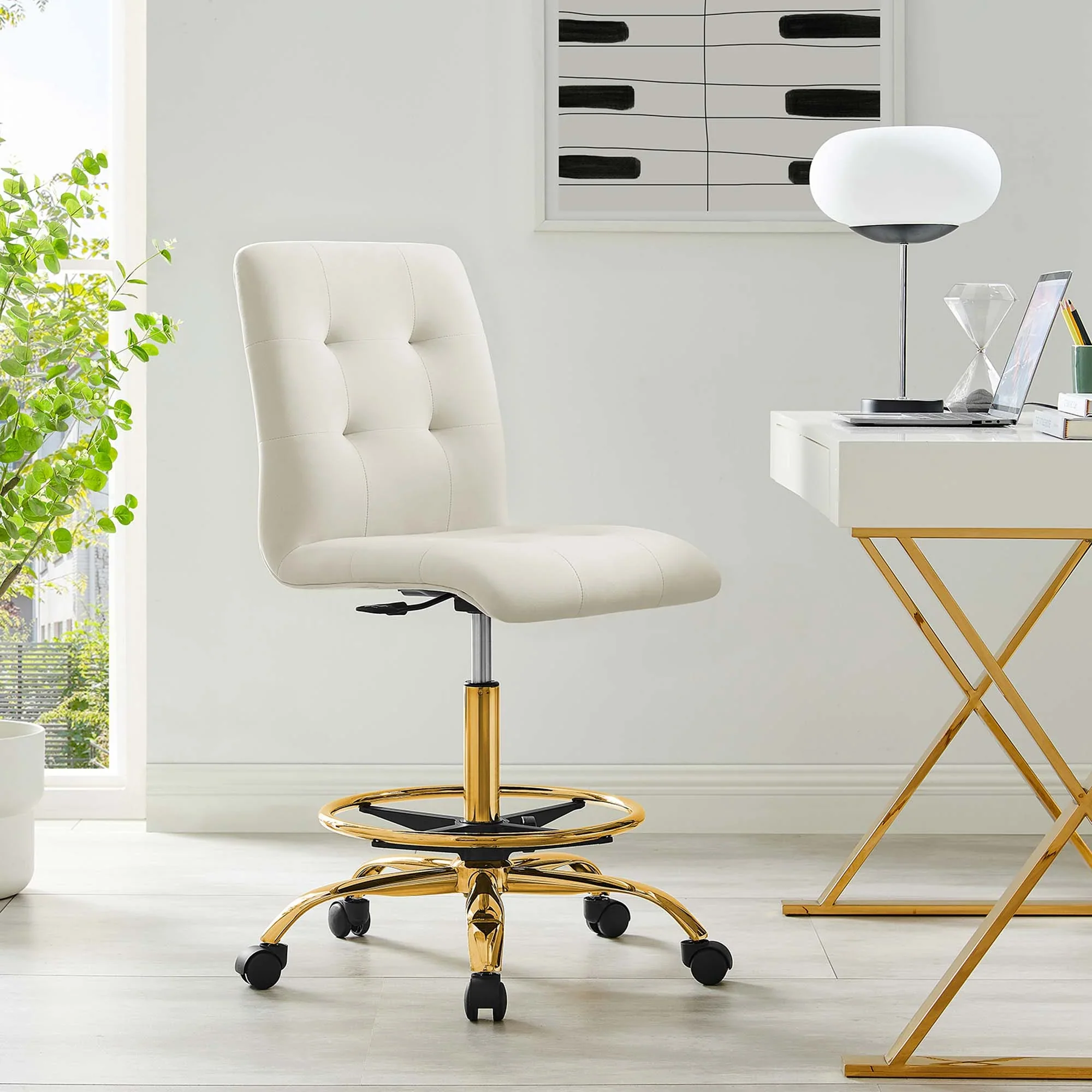 Prim Armless Performance Velvet Drafting Chair - Image 34