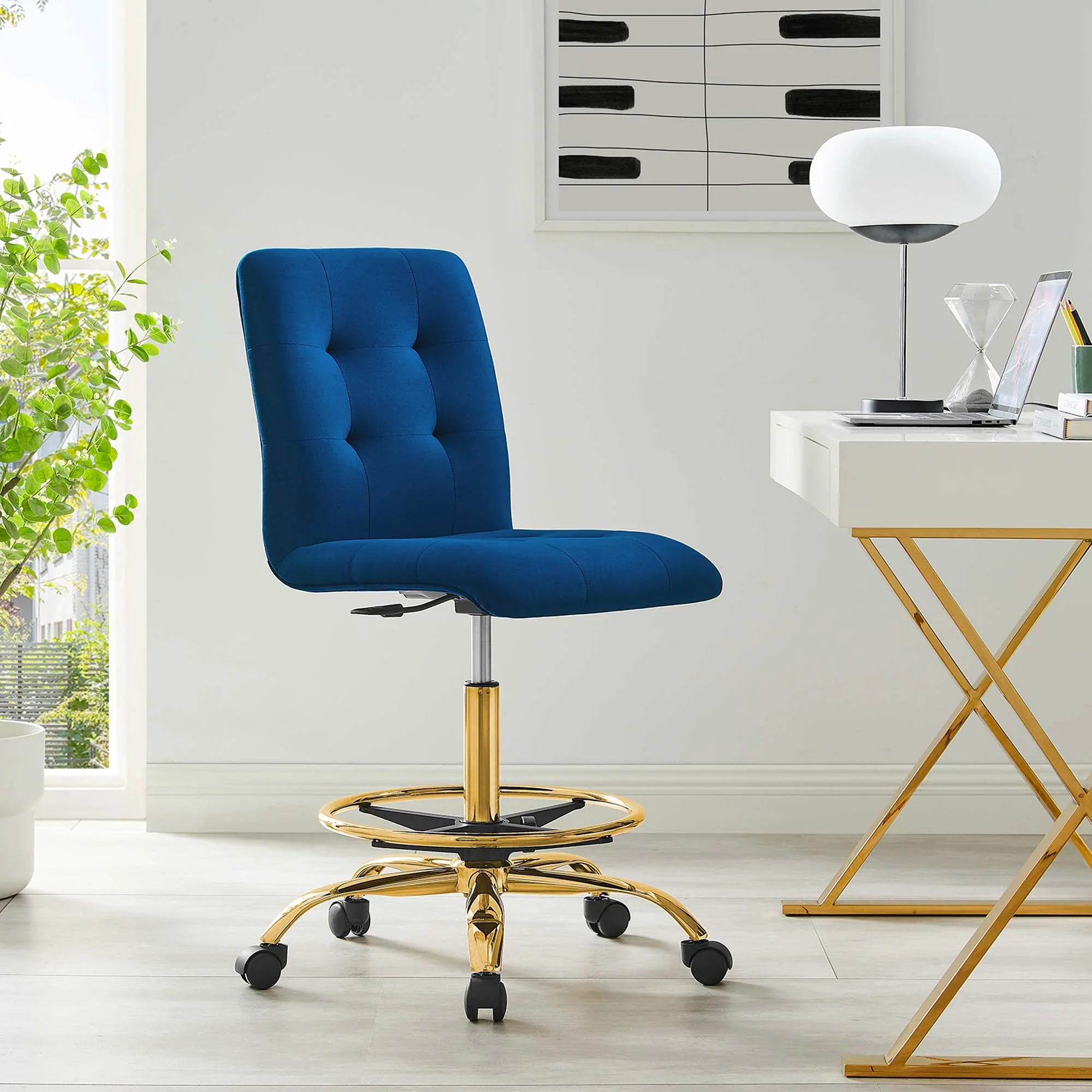 Prim Armless Performance Velvet Drafting Chair - Image 43