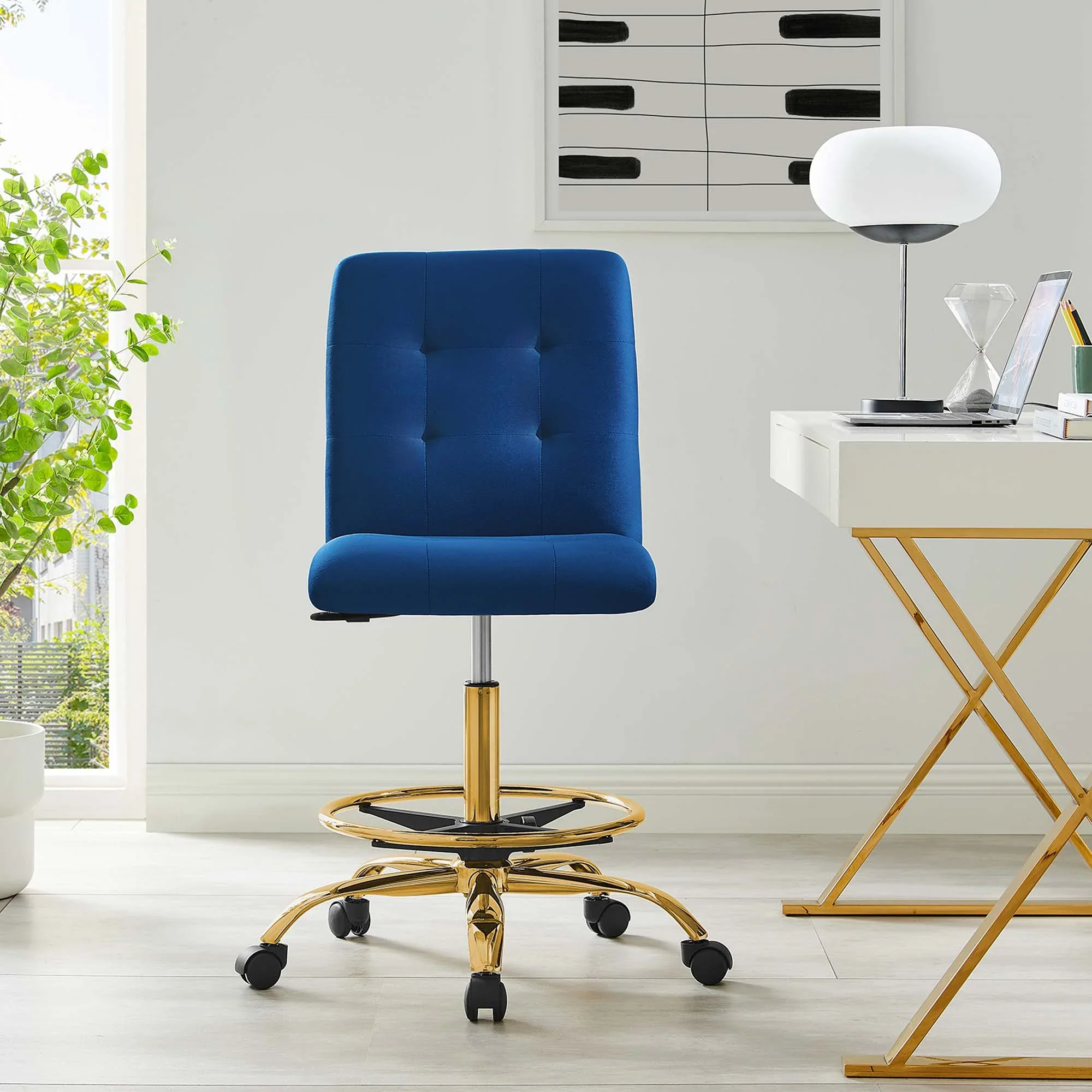 Prim Armless Performance Velvet Drafting Chair - Image 44