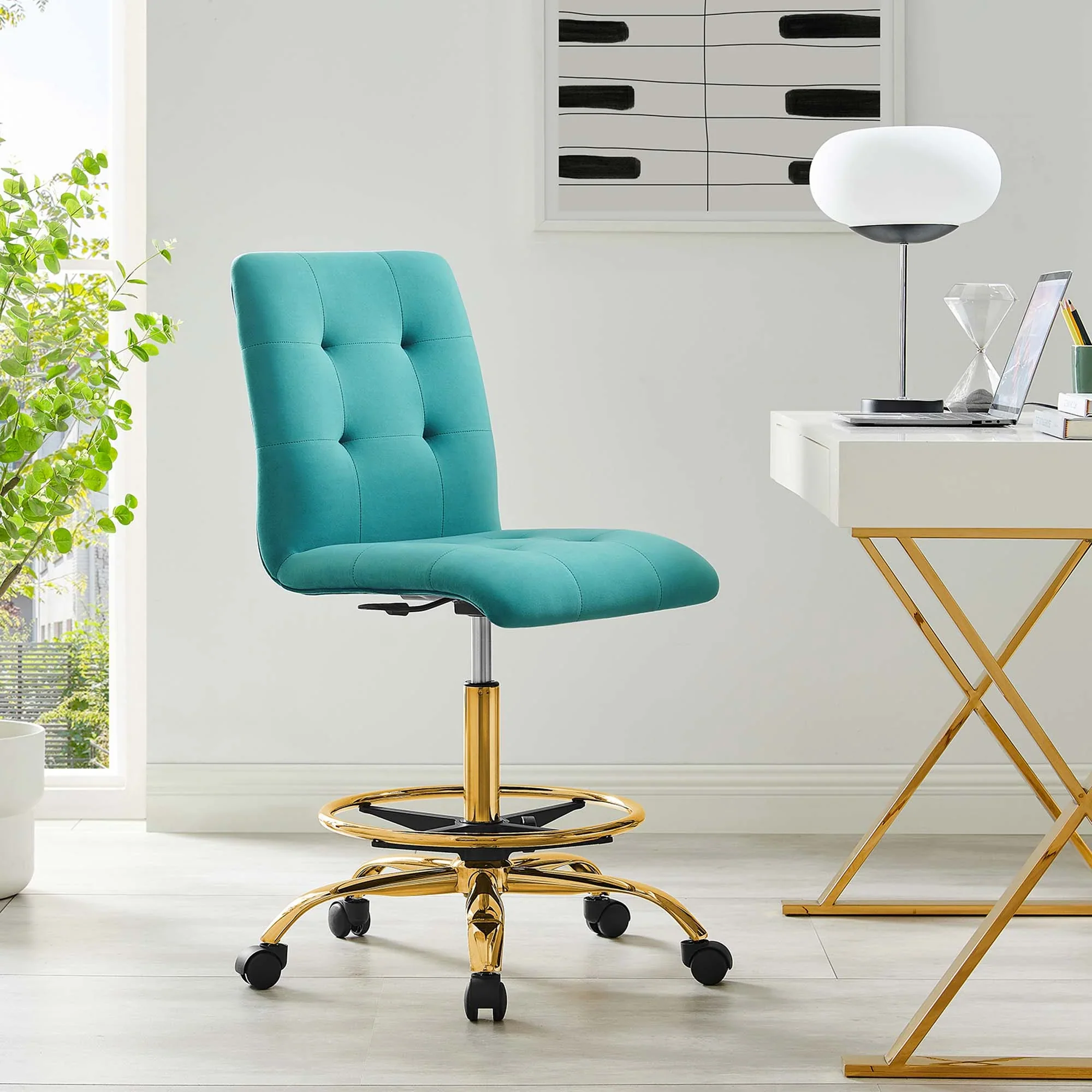 Prim Armless Performance Velvet Drafting Chair - Image 52