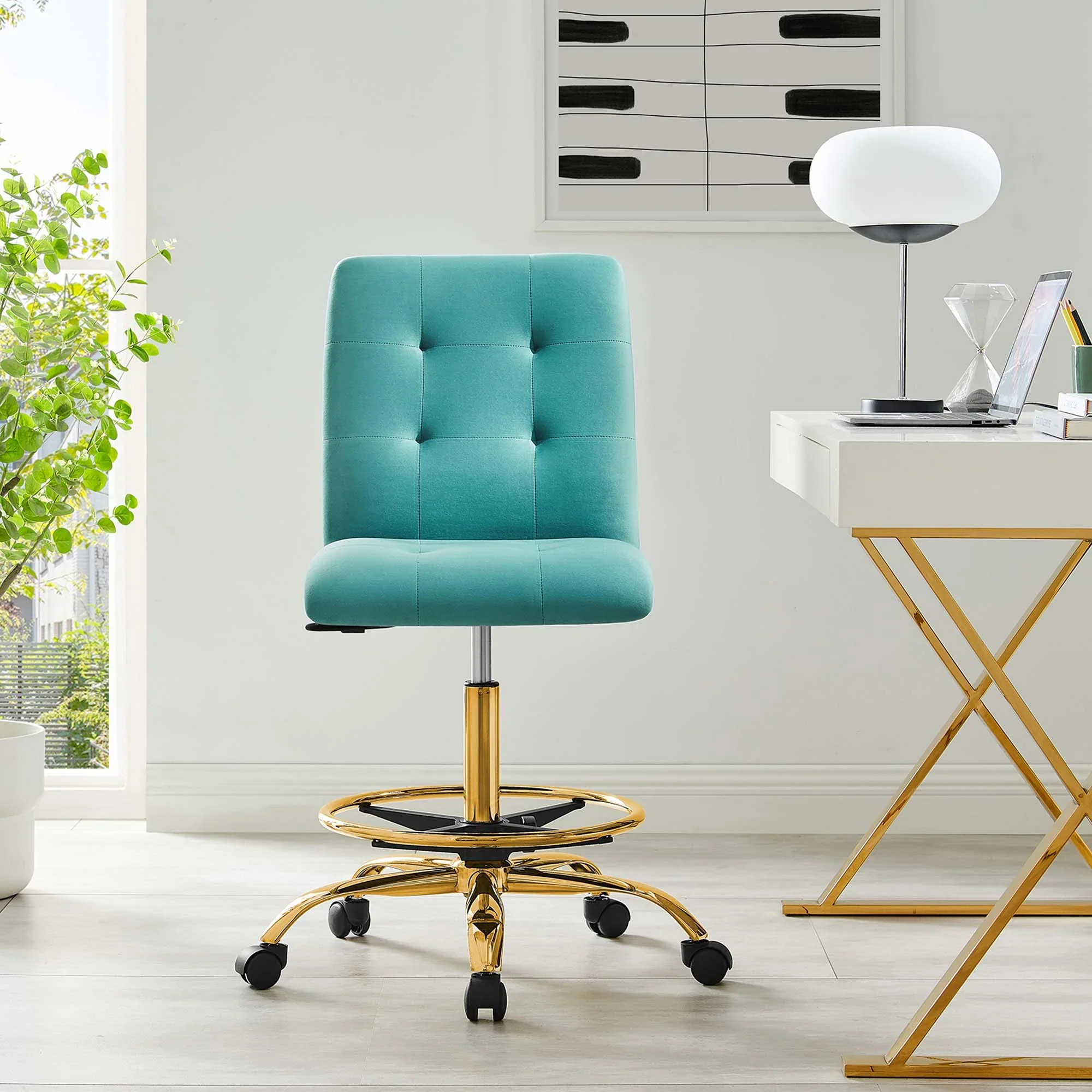 Prim Armless Performance Velvet Drafting Chair - Image 53