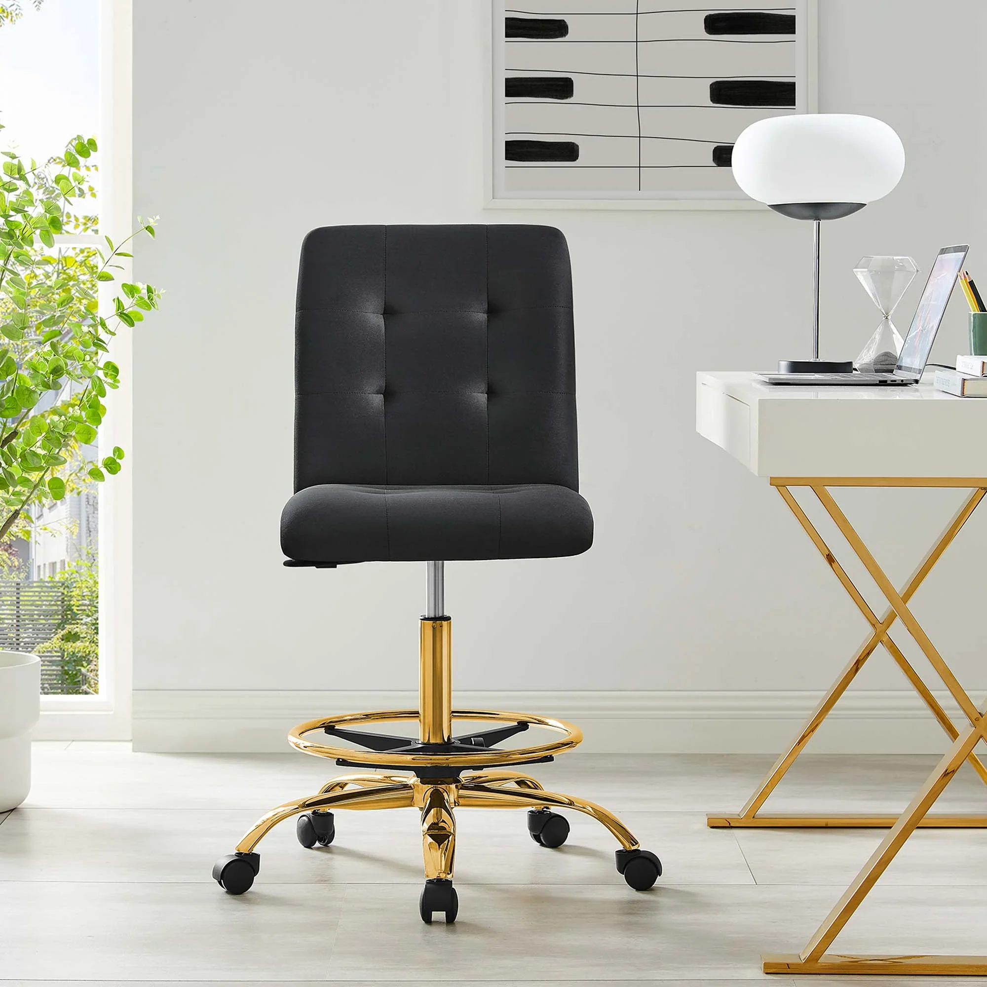 Prim Armless Performance Velvet Drafting Chair - Image 8
