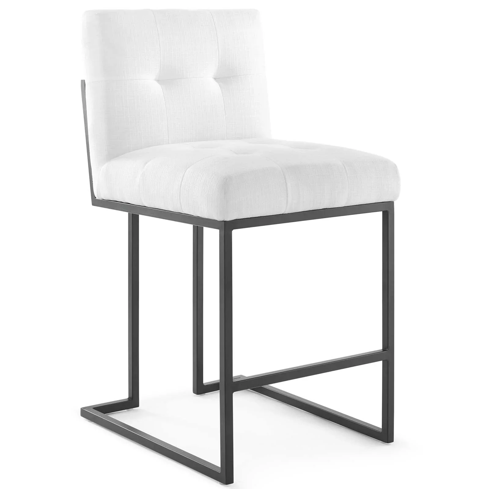Privy Black Stainless Steel Upholstered Fabric Counter Stool Set of 2 - Image 11