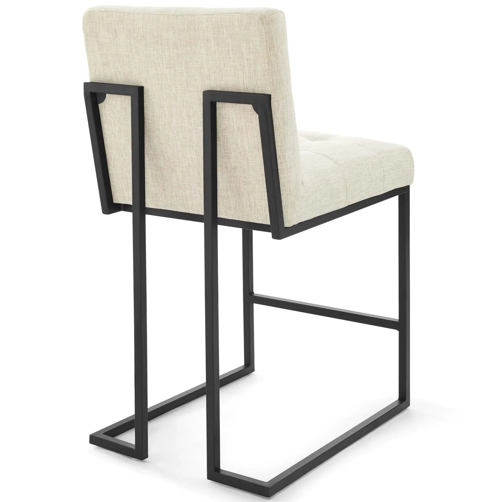 Privy Black Stainless Steel Upholstered Fabric Counter Stool Set of 2 - Image 4