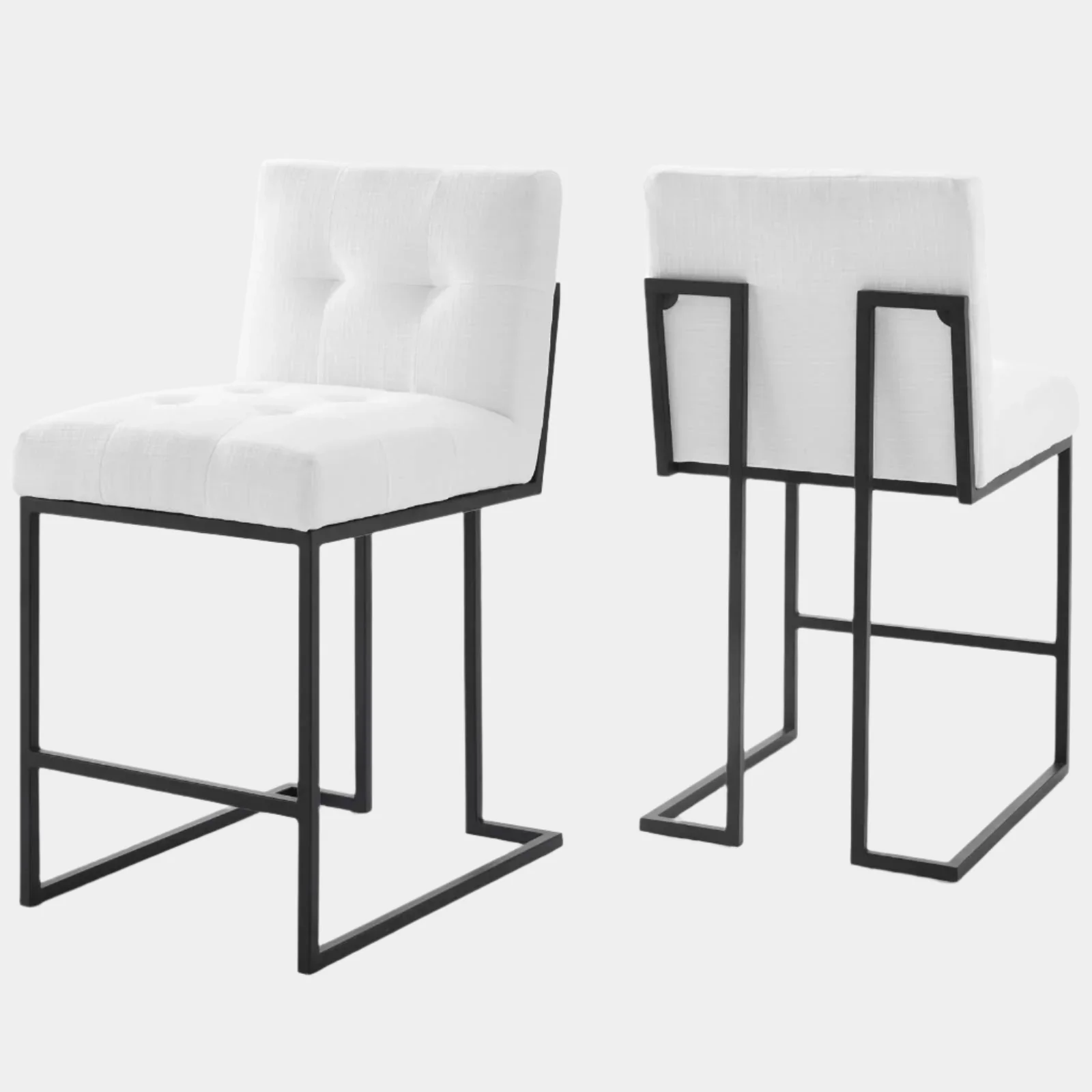 Privy Black Stainless Steel Upholstered Fabric Counter Stool Set of 2 - Image 9