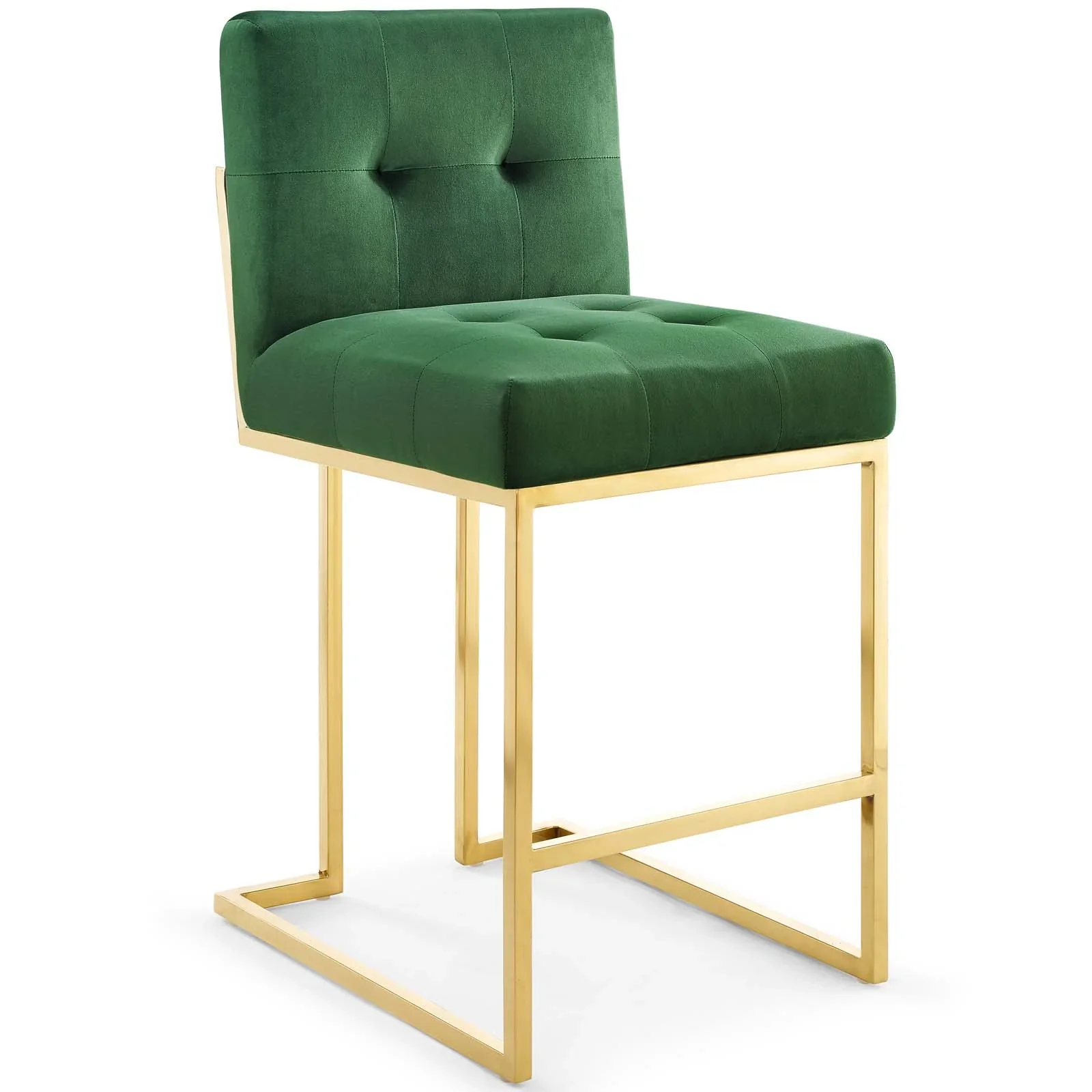 Privy Gold Stainless Steel Performance Velvet Counter Stool Set of 2 - Image 7