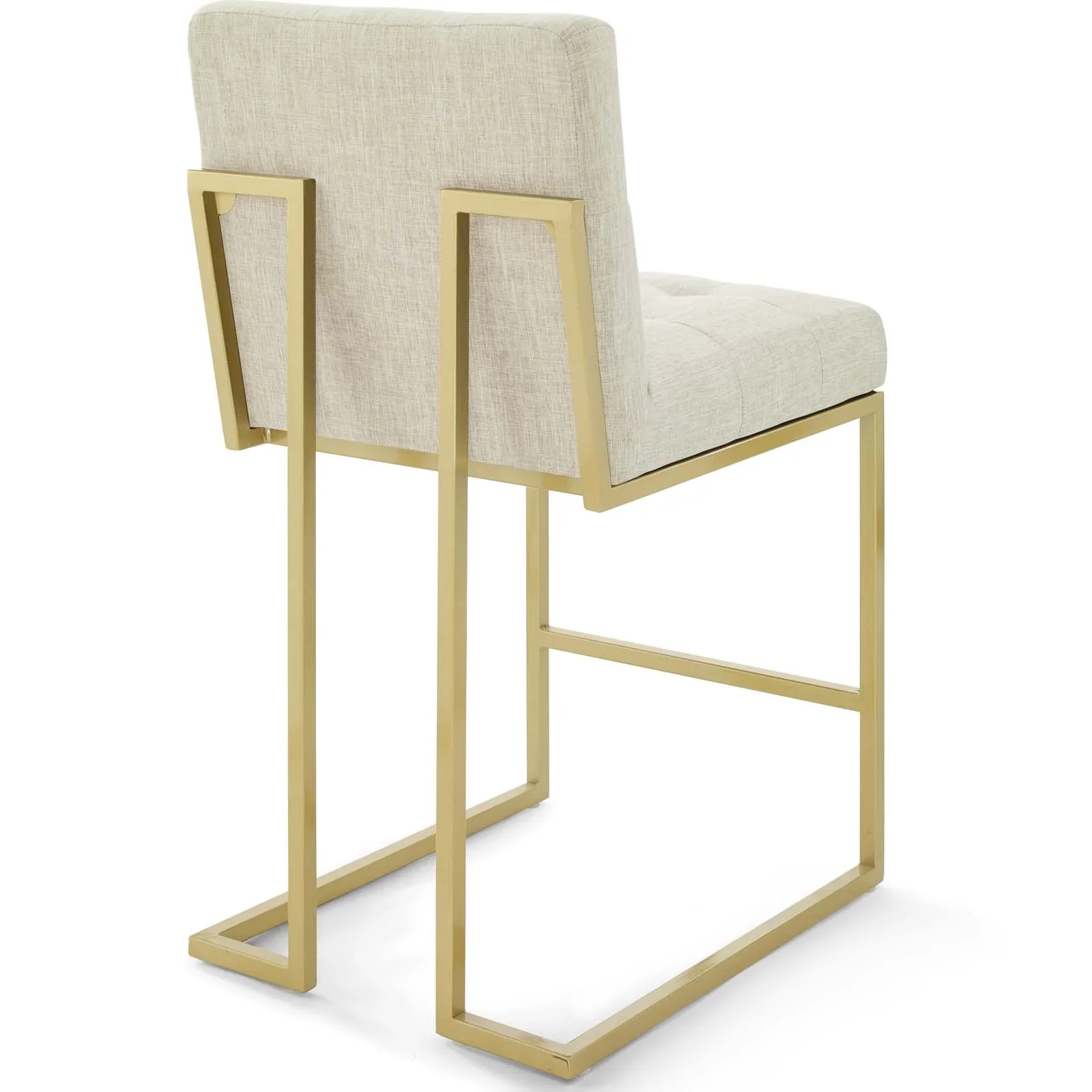 Privy Gold Stainless Steel Upholstered Fabric Counter Stool Set of 2 - Image 3