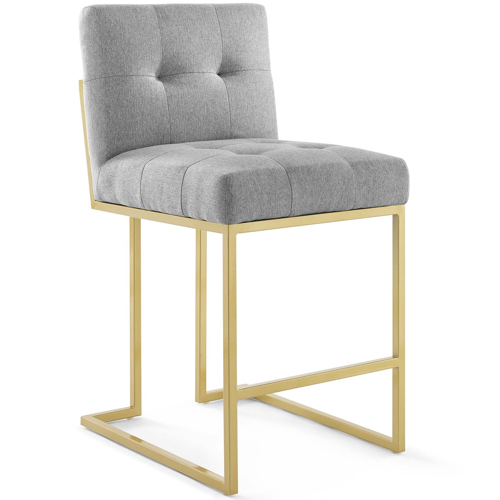 Privy Gold Stainless Steel Upholstered Fabric Counter Stool Set of 2 - Image 6