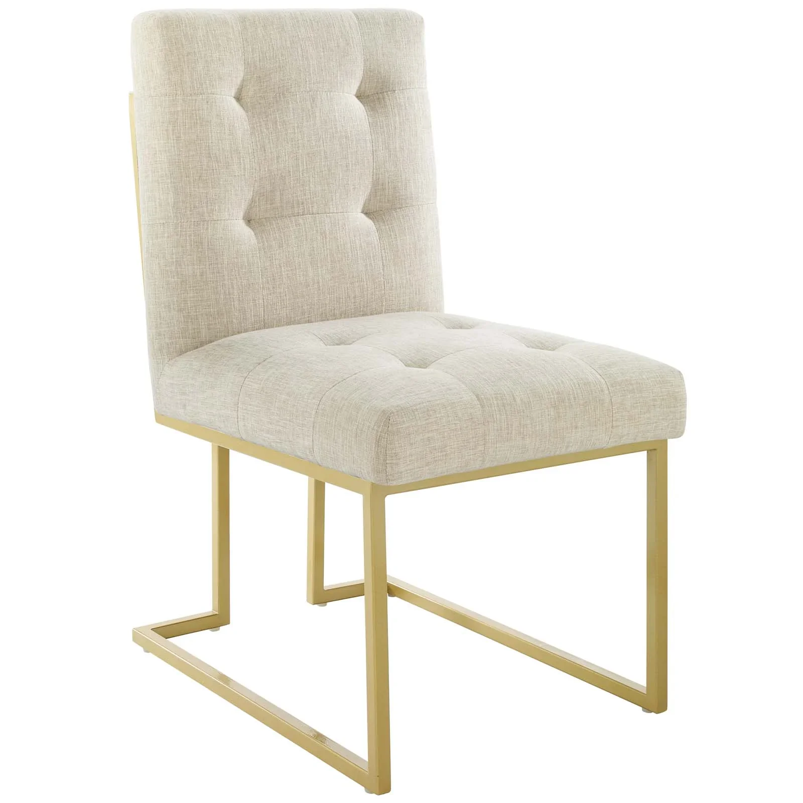 Privy Gold Stainless Steel Upholstered Fabric Dining Accent Chair Set of 2 - Image 2