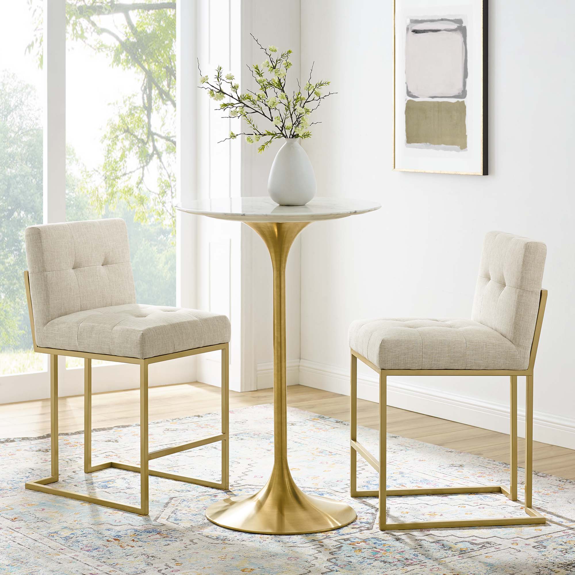 Privy Counter Stool Upholstered Fabric Set of 2 - Image 2
