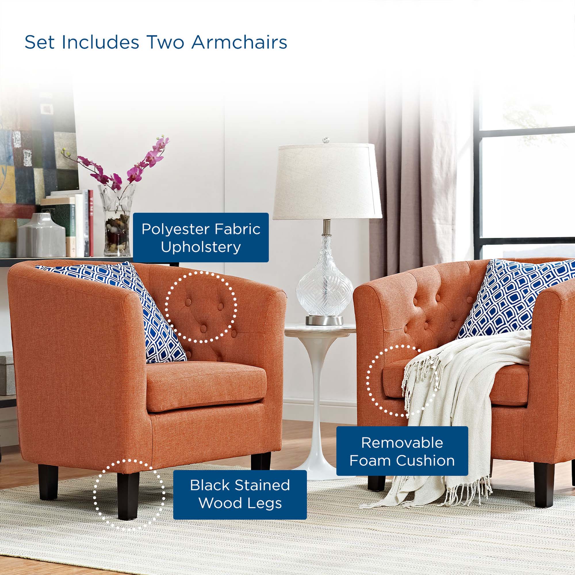 Prospect 2 Piece Upholstered Fabric Armchair Set - Image 6