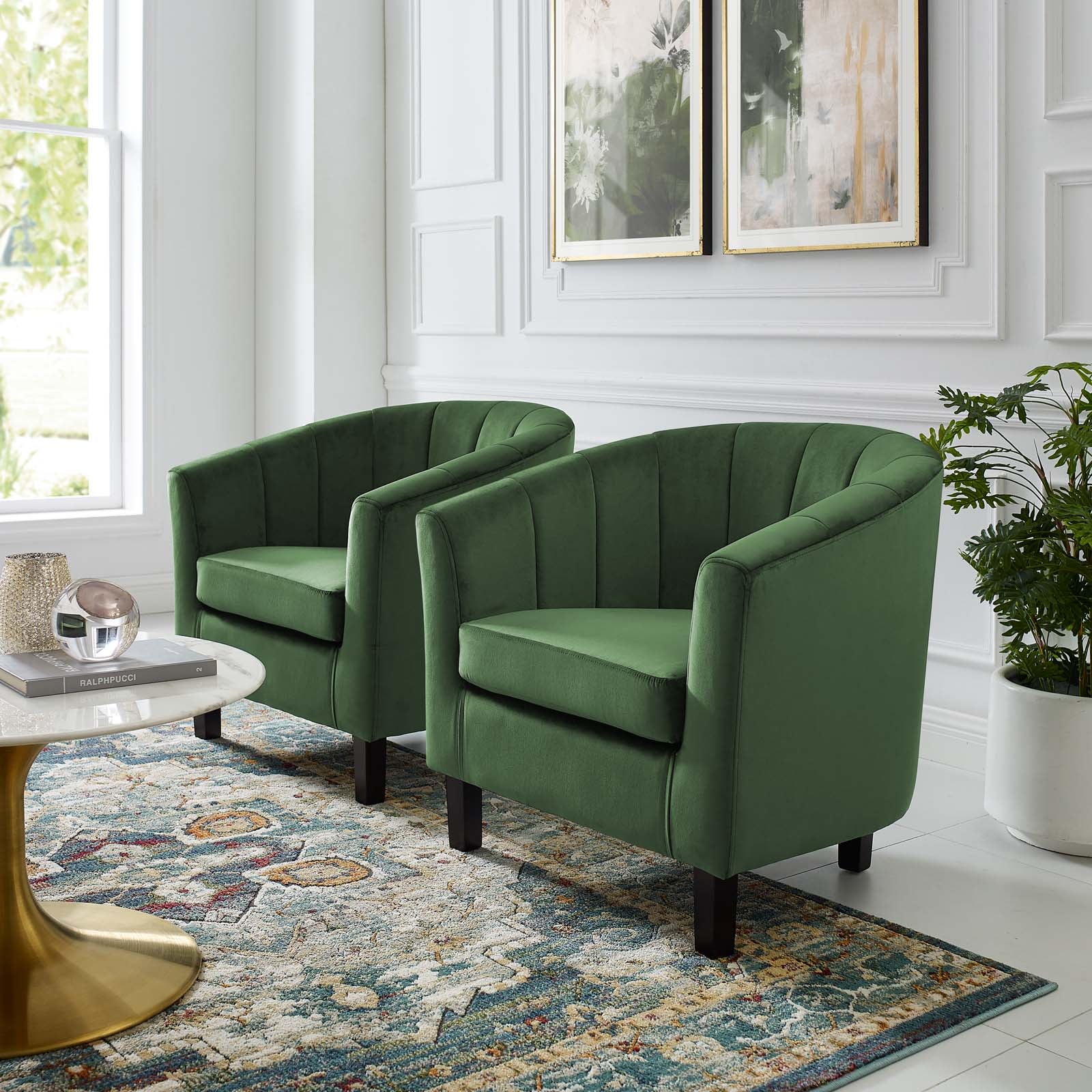 Prospect Channel Tufted Performance Velvet Armchair Set of 2 - Image 2
