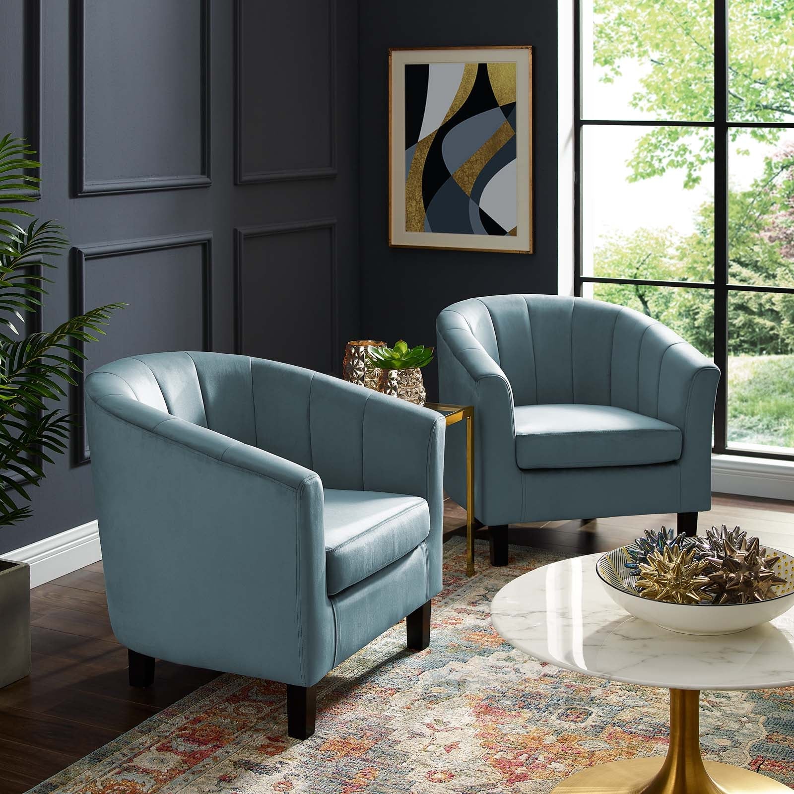 Prospect Channel Tufted Performance Velvet Armchair Set of 2 - Image 6
