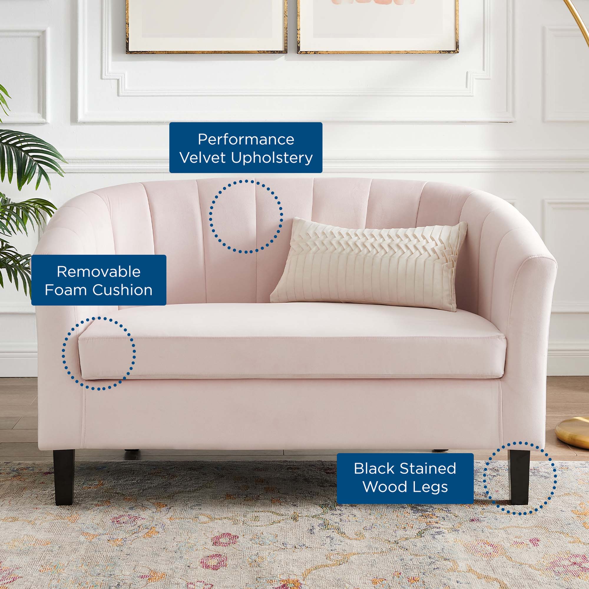 Prospect Channel Tufted Performance Velvet Loveseat - Image 7