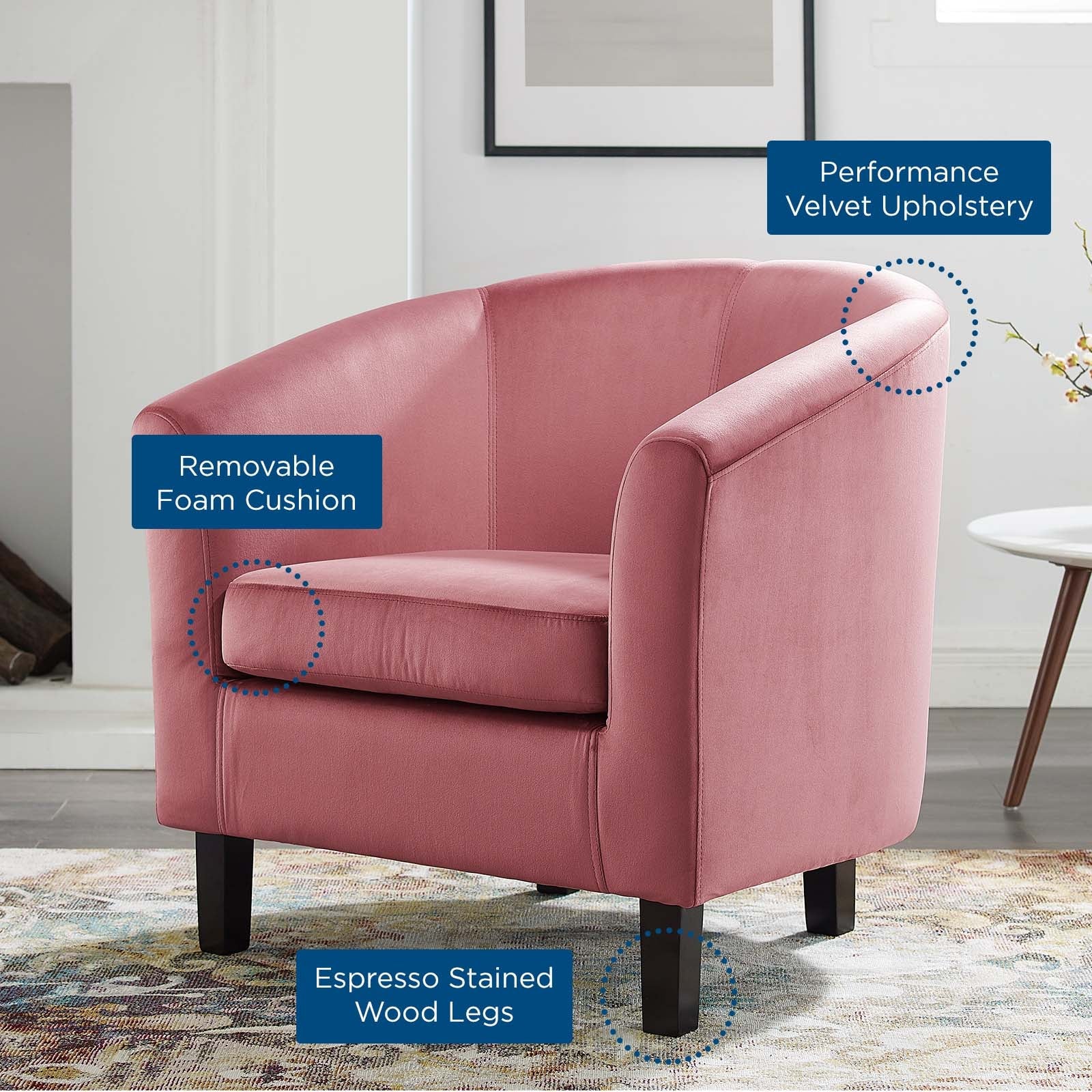 Prospect Performance Velvet Armchair - Image 7