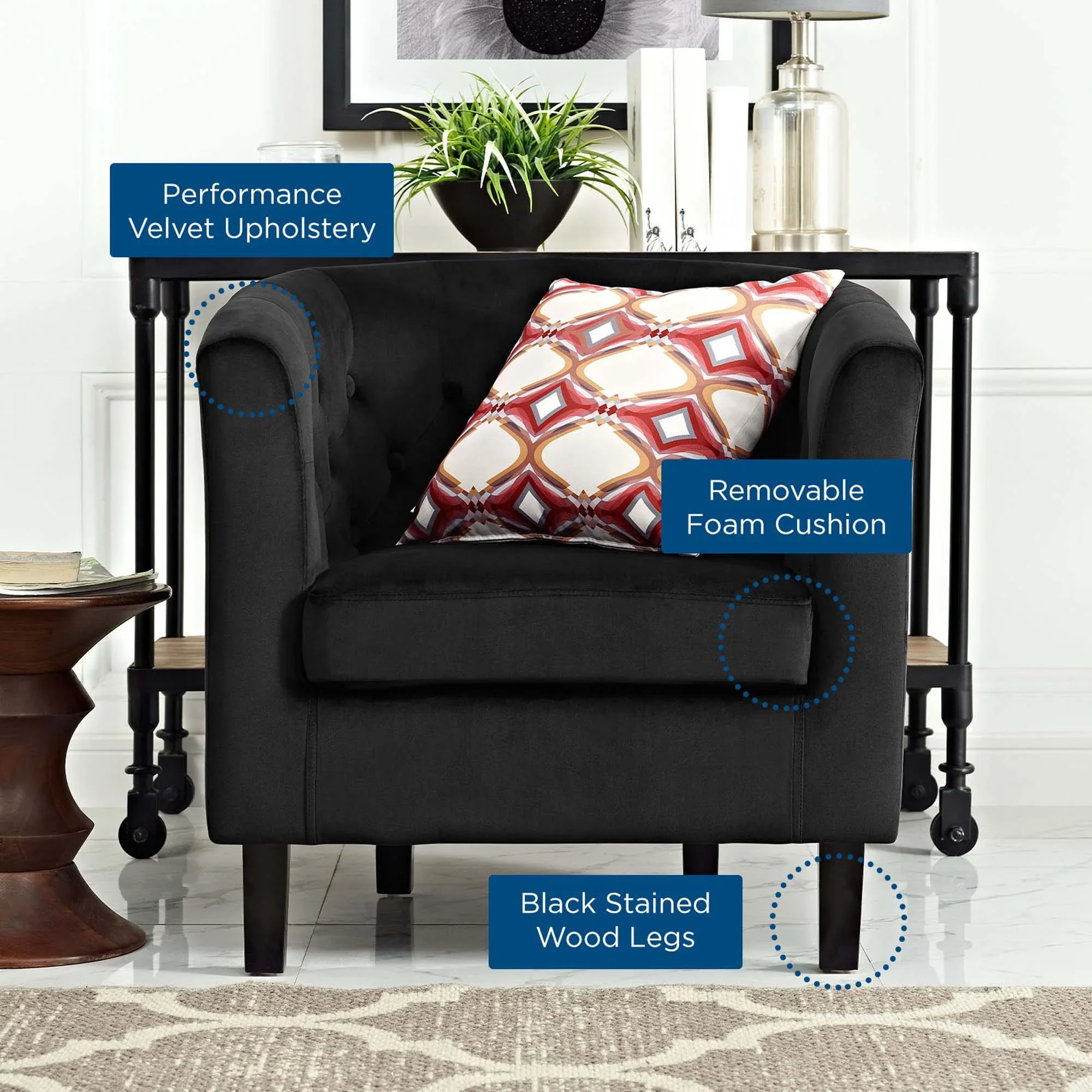 Prospect Performance Velvet Armchair - Image 6