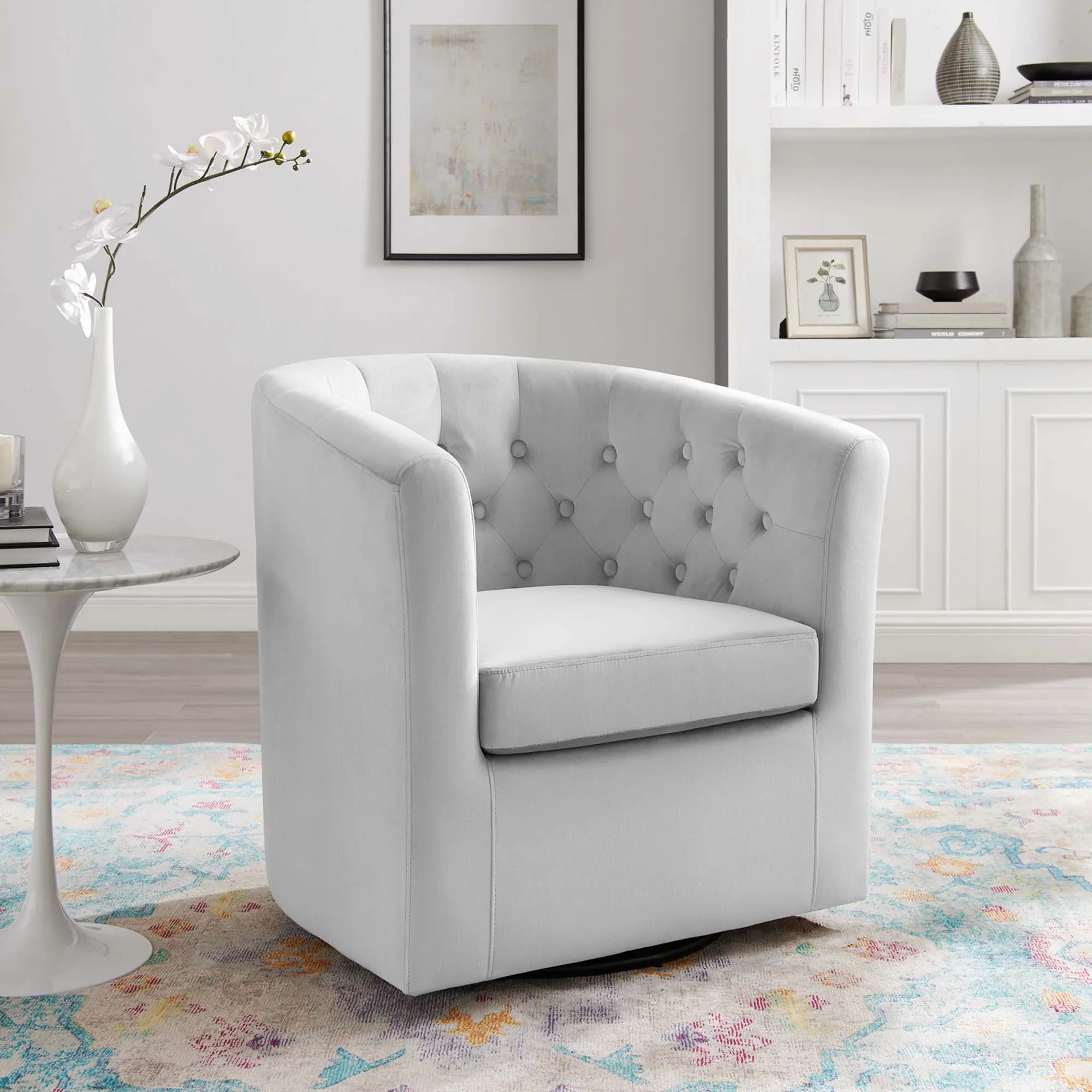 Prospect Tufted Performance Velvet Swivel Armchair - Image 2
