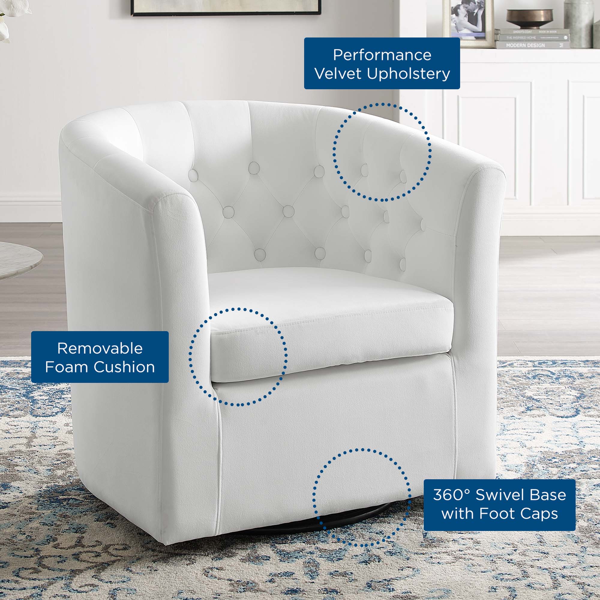 Prospect Tufted Performance Velvet Swivel Armchair - Image 24