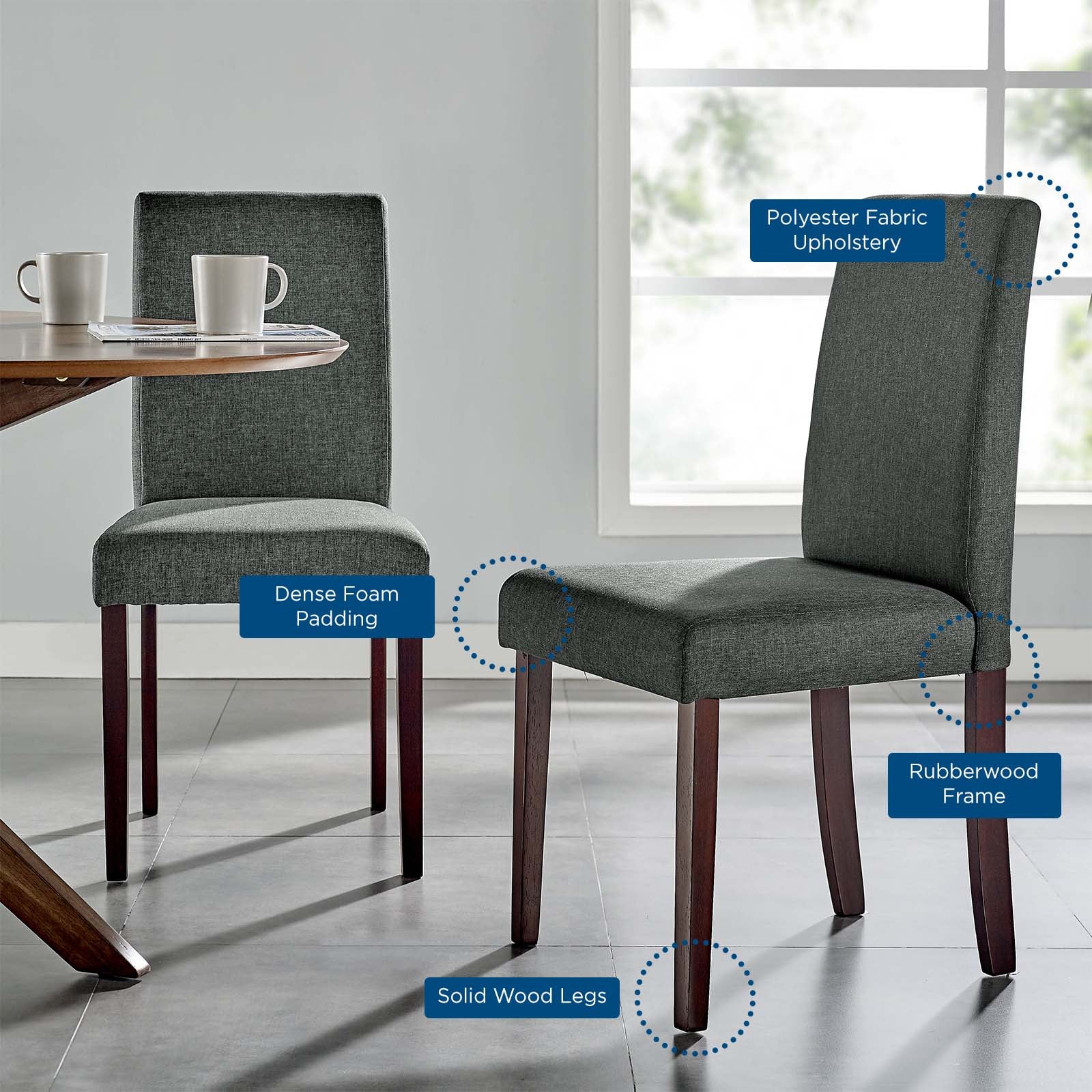 Prosper Upholstered Fabric Dining Side Chair Set of 2 - Image 8